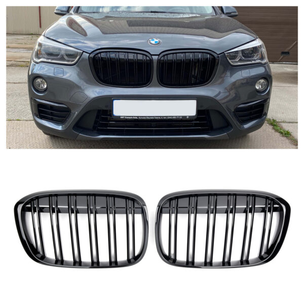 Atrapa Grill (Nerki) BMW X1 F48 Przedlift M-Style Czarny Połysk 2014-2019