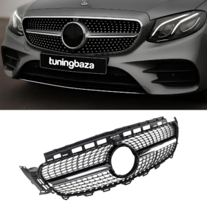 Grill Mercedes-Benz E-Klasy W213 2016–2020 Diamond Style Srebrny + Chrome (Z / BEZ Kamery 360) - obrazek 2