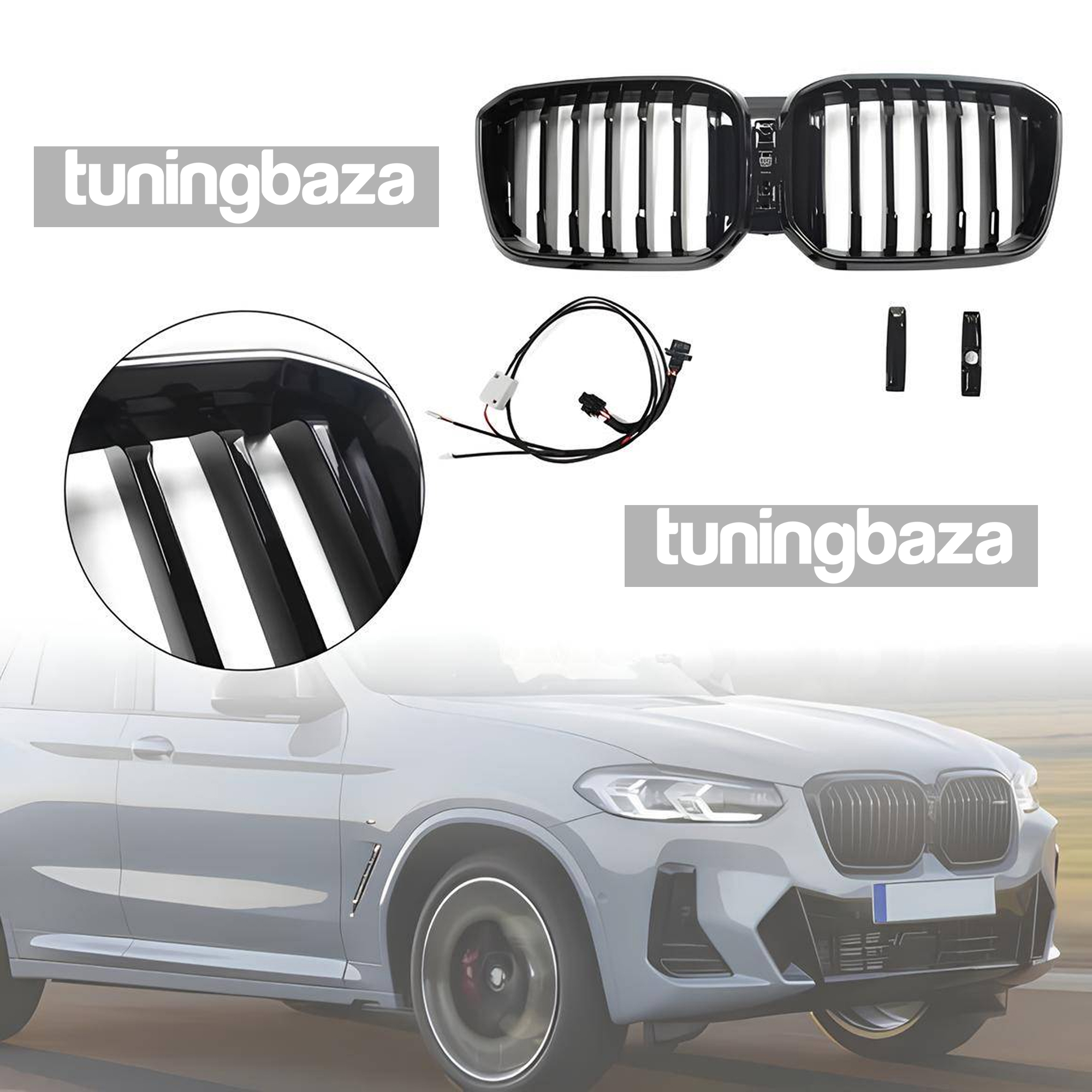 Atrapa nerki BMW X3 G01 / X4 G02 (2017–2021) 1BAR LED Czarny połysk - obrazek 2