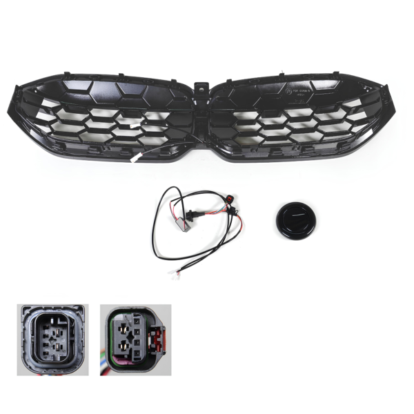 Atrapa Nerki BMW Seria 3 G20 / G21 LCI (2022+) Black Diamond & Black Rim LED Czarny Połysk - obrazek 3