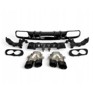 Dyfuzor Tylny + Końcówki Wydechu (Czarny) w Stylu C43 AMG do Mercedes W205 S205