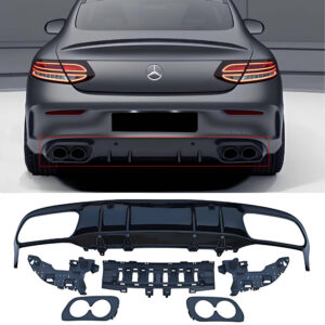 Dyfuzor Tylny Mercedes W205 / C205 AMG C43 Style Czarny Połysk (2015+)