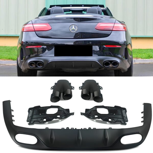 Dyfuzor Tylny Mercedes C238 (2017-2023) AMG-Style Matowy Czarny + Końcówki