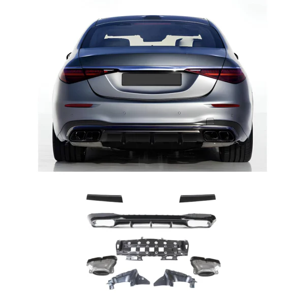 Dyfuzor Tylny Mercedes W223 (2021-ON) S63-Style z Końcówkami Wydechu AMG