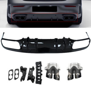 Dyfuzor Mercedes W205 / C205 AMG C43 Style Czarny Połysk z Końcówkami Wydechu (2015+) - obrazek 1