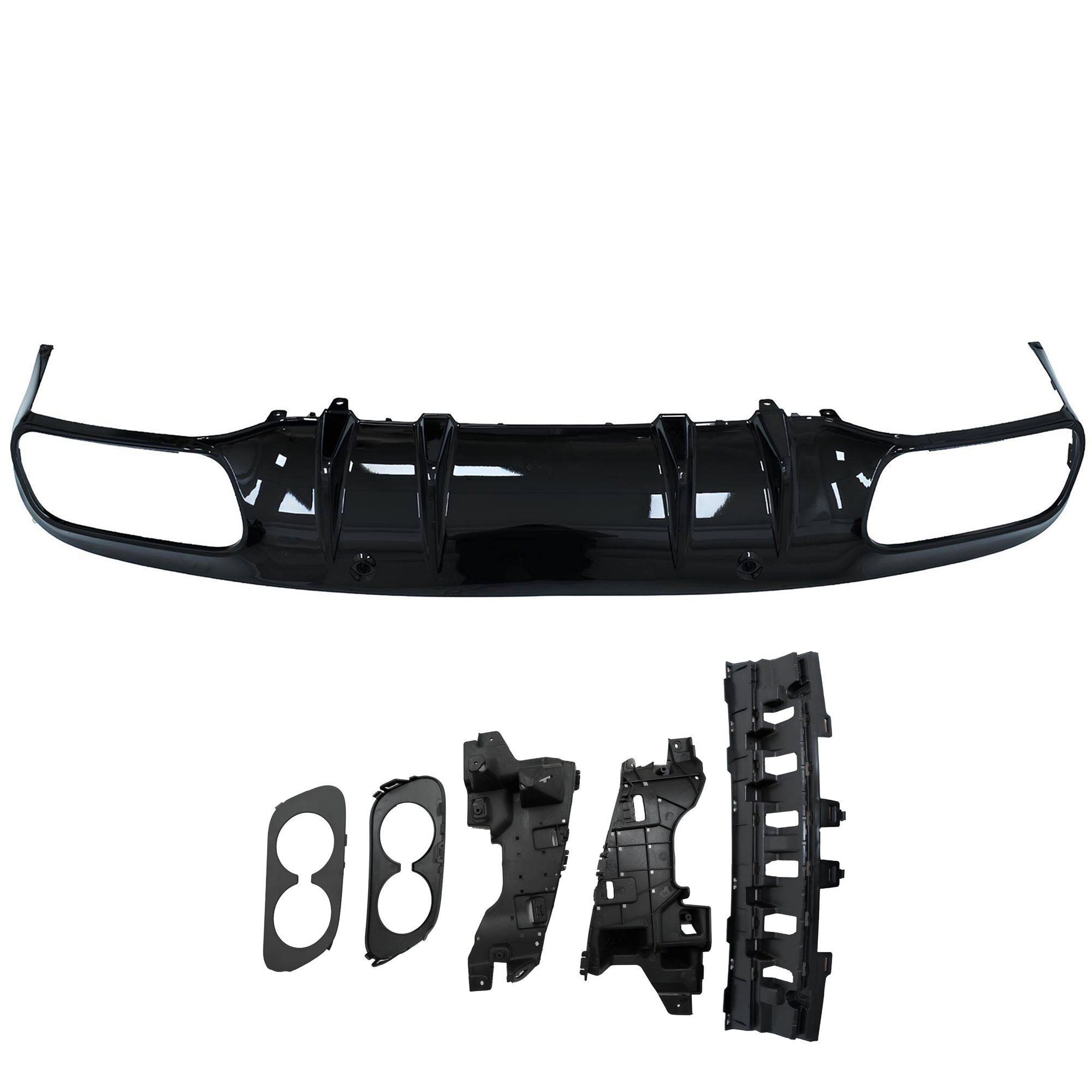 Dyfuzor Mercedes W205 / C205 AMG C43 Style Czarny Połysk z Końcówkami Wydechu (2015+) - obrazek 2