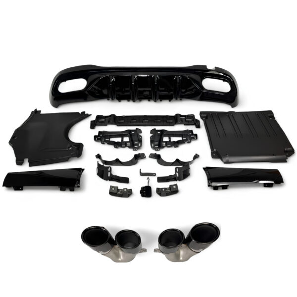 Dyfuzor Tylny Mercedes W206 C43 AMG Style Czarny Połysk z Czarnymi Końcówkami (2021+) - obrazek 2