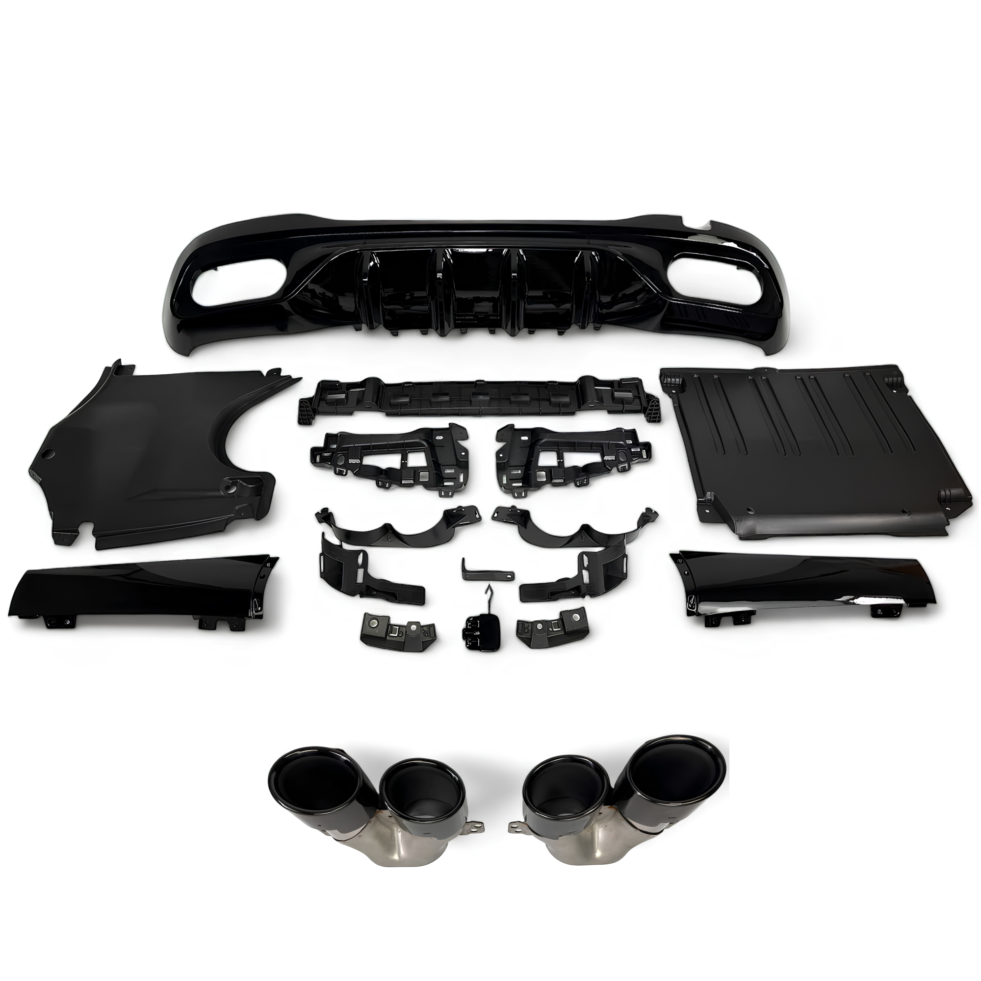 Dyfuzor Tylny Mercedes W206 C43 AMG Style Czarny Połysk z Czarnymi Końcówkami (2021+) - obrazek 2