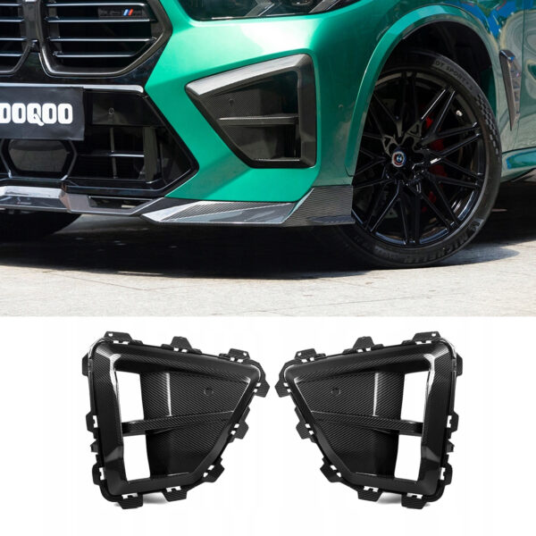 Wloty Powietrza Przedniego Zderzaka BMW X5M F95 LCI / X6M LCI – Styl SQ, Włókno Węglowe Dry Carbon SOOQOO - obrazek 1