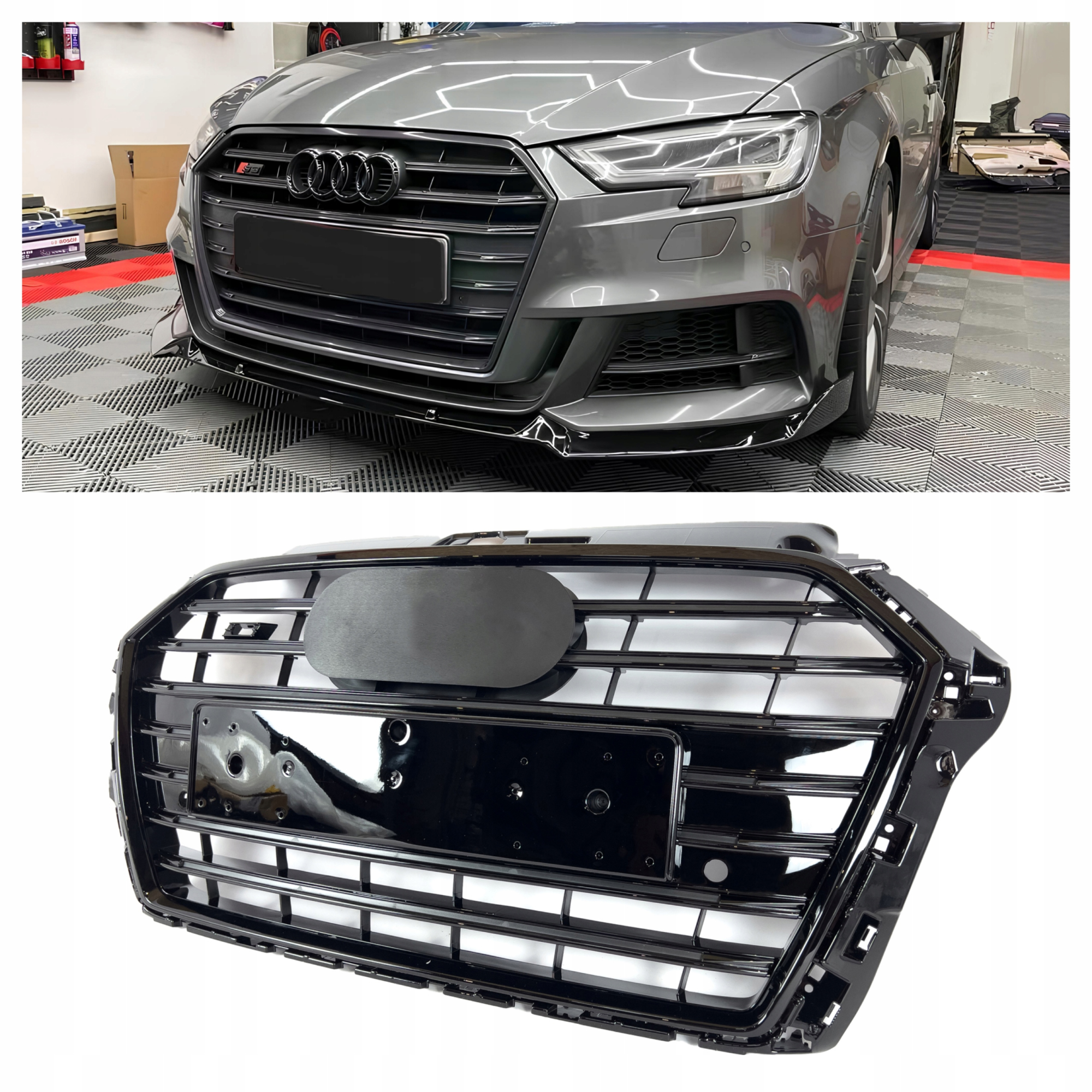 Grill Atrapa Audi A3 8V LCI S3 Style Czarny Połysk 16-20 - obrazek 1