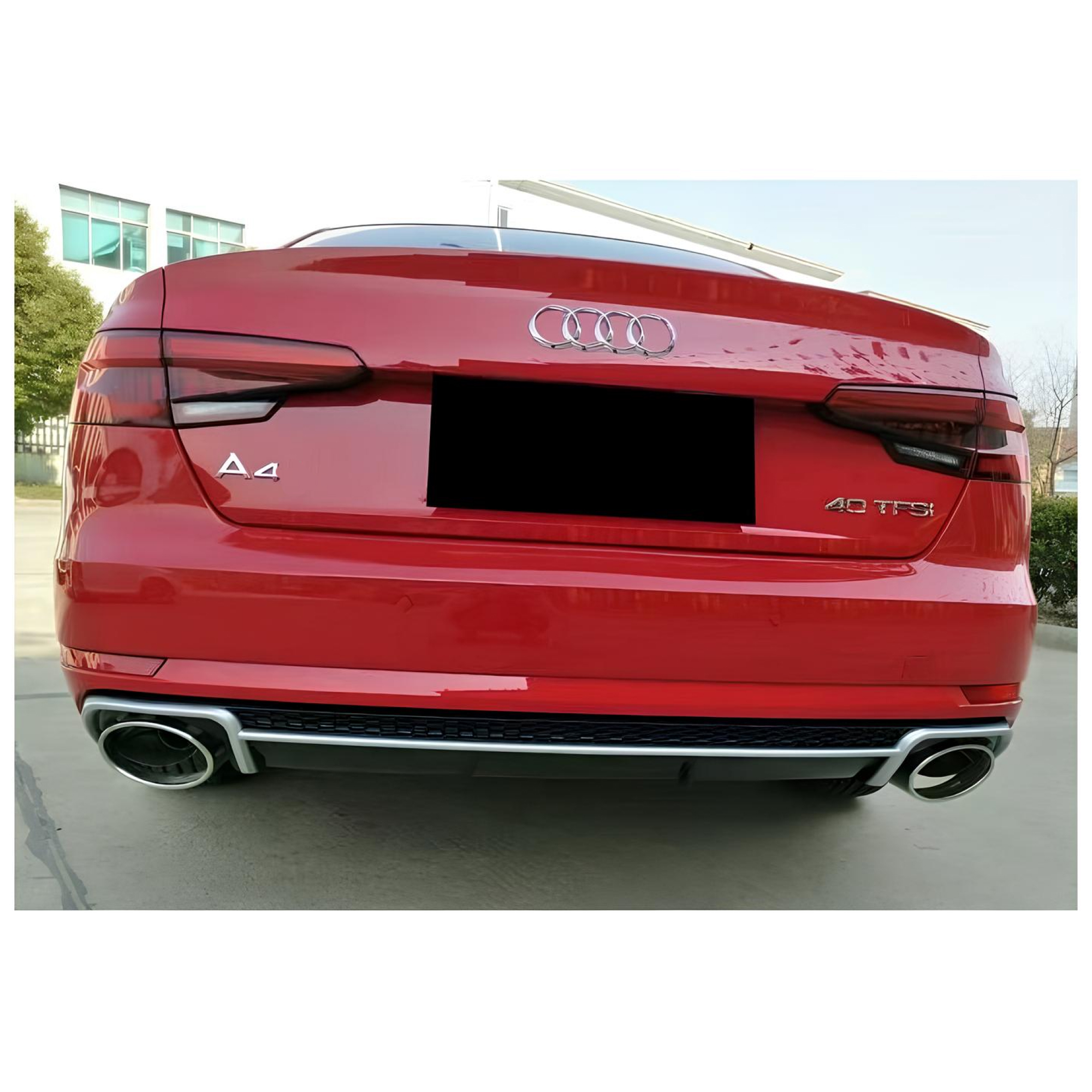 Dyfuzor Tylny Audi A4 B9 RS4 Style Czarny Połysk z Końcówkami Wydechu (2017+) - obrazek 3