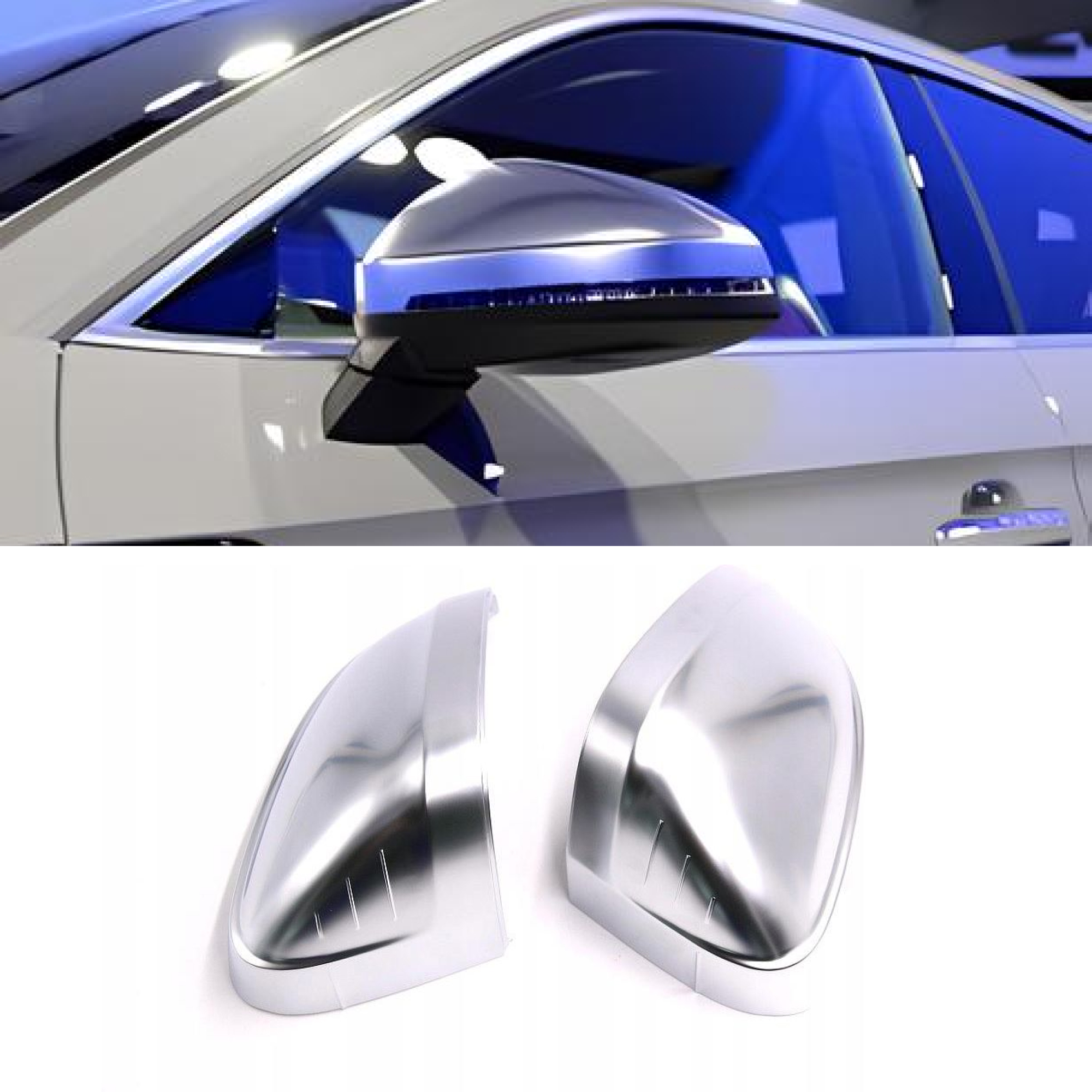 Nakładki Obudowa Lusterka Audi A4 B9 2017– Srebrne - obrazek 1