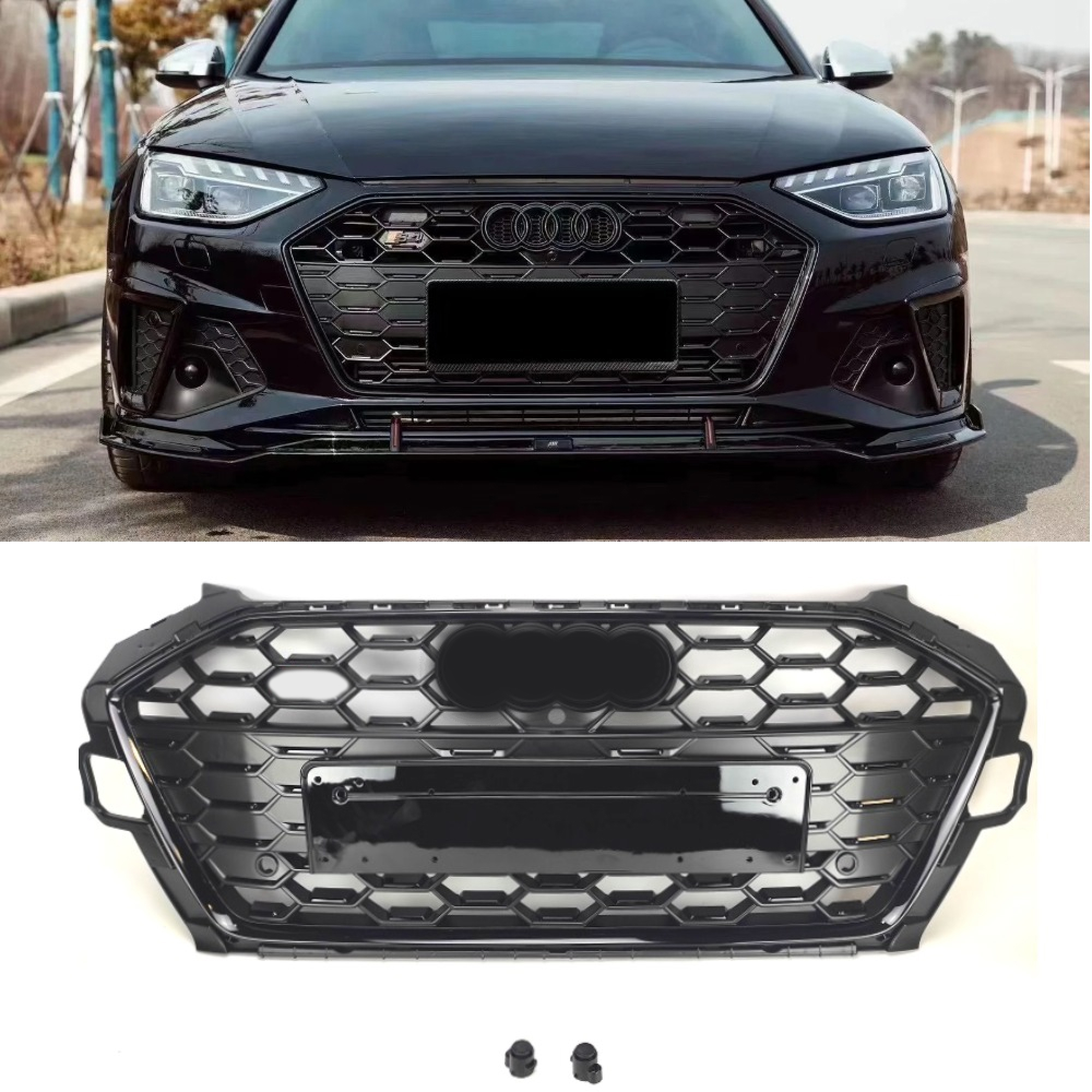 Atrapa grill AUDI A4 B9.5 (2019–2024) S4 Style Czarny połysk - obrazek 1