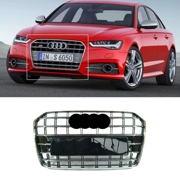 Atrapa Grill AUDI A6 C7.5 (2014–2018) LCI S6 Style Srebrny + Czarny Połysk | 1:1 zamiennik