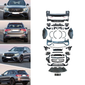 Bodykit do Mercedes GLC X253 AMG Styl 16-19 Zderzaki + Dyfuzor z KońcówkamiKompletny zestaw bodykit przeznaczony do Mercedes-Benz GLC X253 w wersji standardowej (nie AMG) z lat 2016–2019, umożliwiający konwersję wizualną na wygląd GLC63 AMG. Wszystkie elementy wykonane są z wysokiej jakości tworzywa PP/ABS i przygotowane do montażu w oryginalne punkty mocowania.