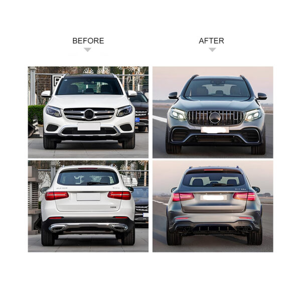 Bodykit do Mercedes GLC X253 AMG Styl 16-19 Zderzaki + Dyfuzor z KońcówkamiKompletny zestaw bodykit przeznaczony do Mercedes-Benz GLC X253 w wersji standardowej (nie AMG) z lat 2016–2019, umożliwiający konwersję wizualną na wygląd GLC63 AMG. Wszystkie elementy wykonane są z wysokiej jakości tworzywa PP/ABS i przygotowane do montażu w oryginalne punkty mocowania. - obrazek 3