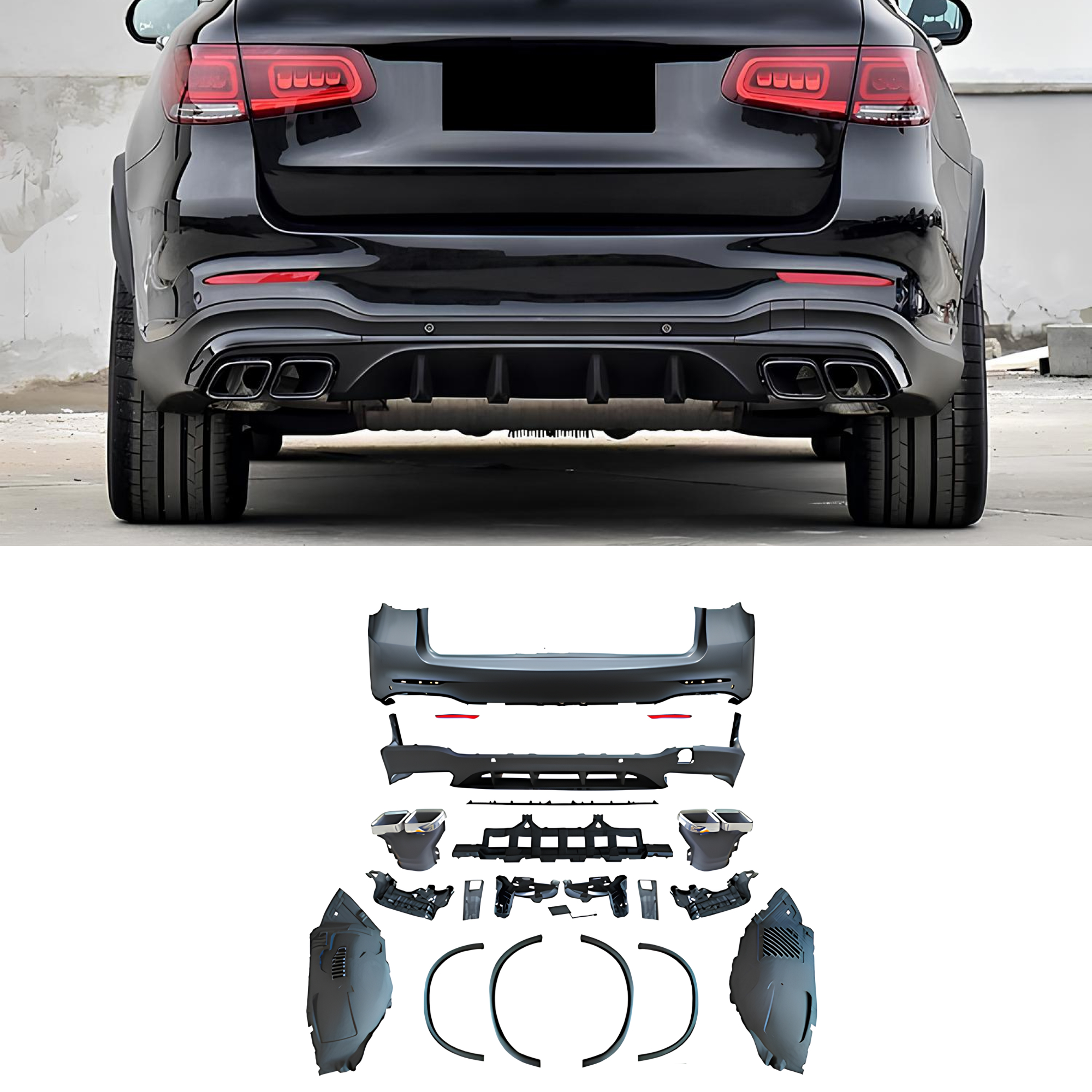 Bodykit do Mercedes GLC X253 AMG Styl 20–22 – Zderzaki + Dyfuzor z Końcówkami - obrazek 2