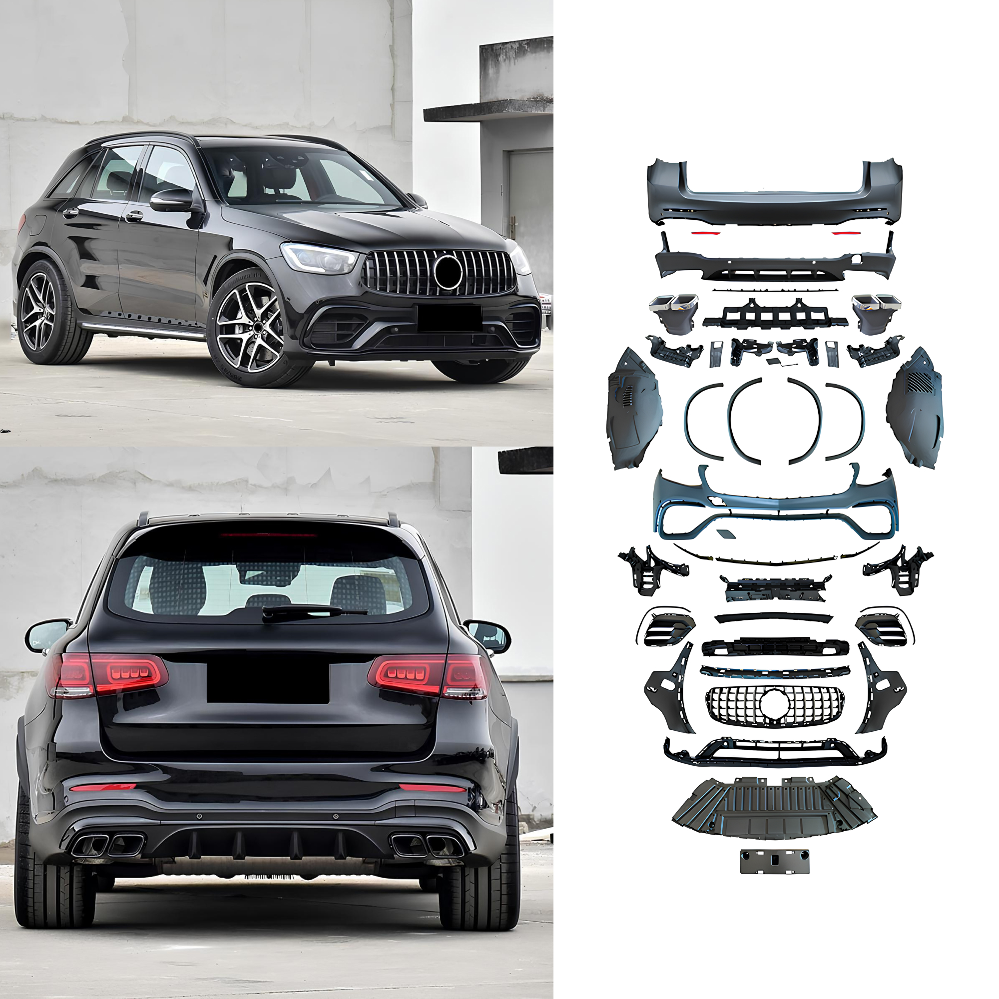 Bodykit do Mercedes GLC X253 AMG Styl 20–22 – Zderzaki + Dyfuzor z Końcówkami - obrazek 1