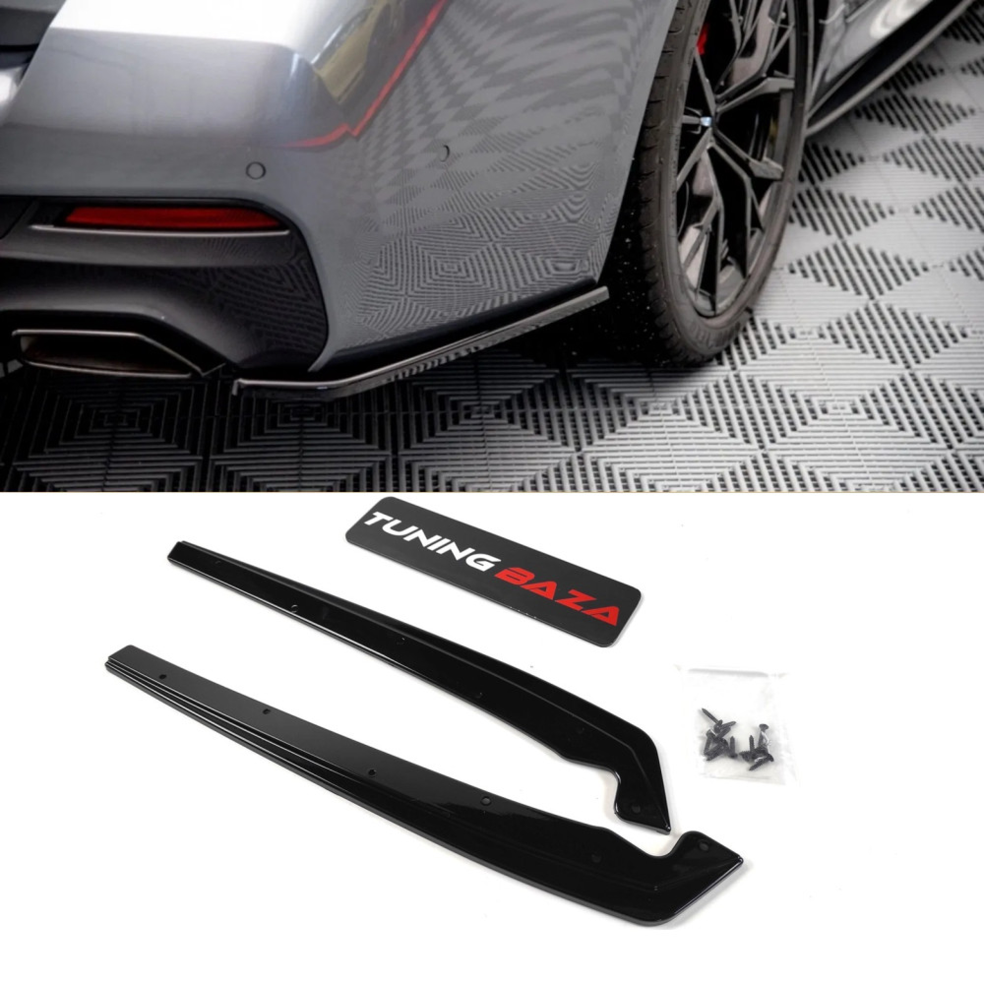 Dokładki Tylnego Zderzaka do BMW G30 / G31 – Dyfuzory Boczne Rock Style – Czarny Połysk - obrazek 3