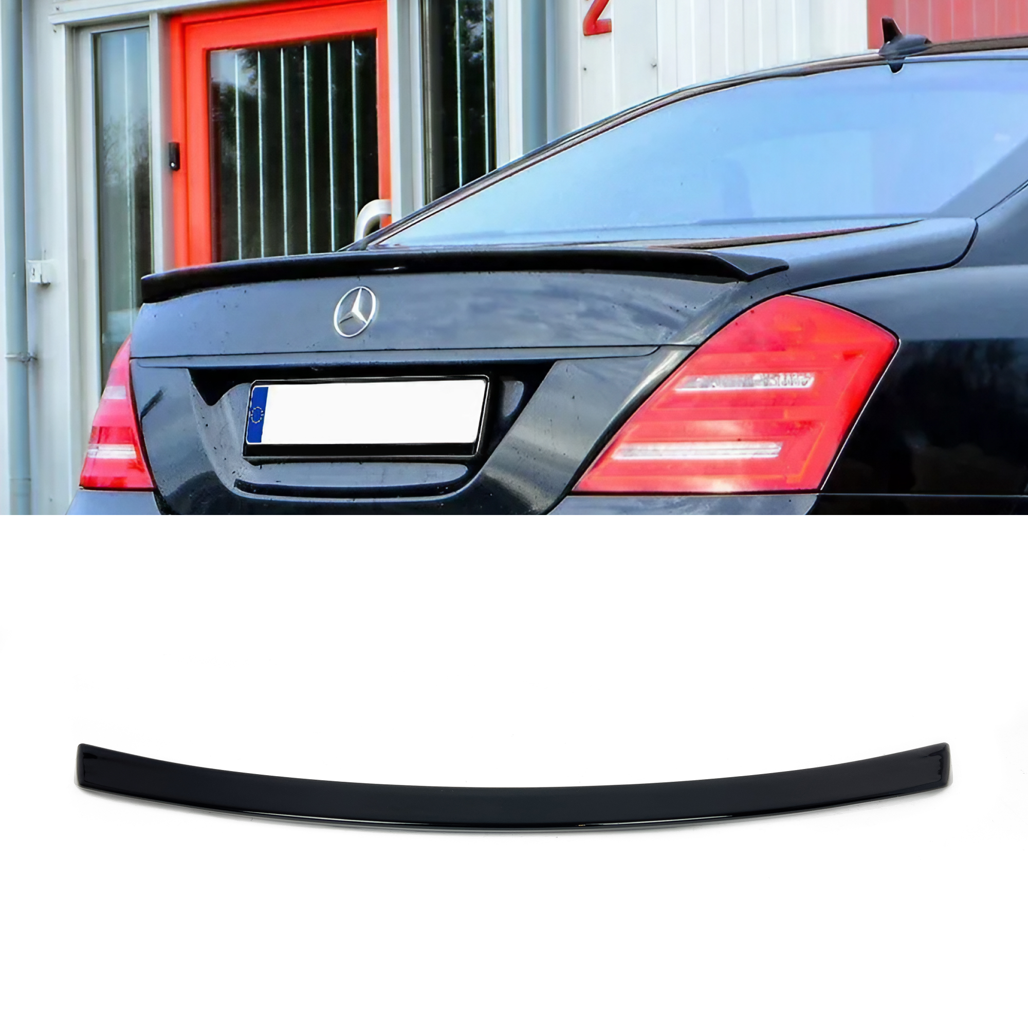 Spoiler na Klapę Bagażnika Mercedes S-Klasa W221 (2005-2013) – Styl AMG, Czarny Połysk - obrazek 1