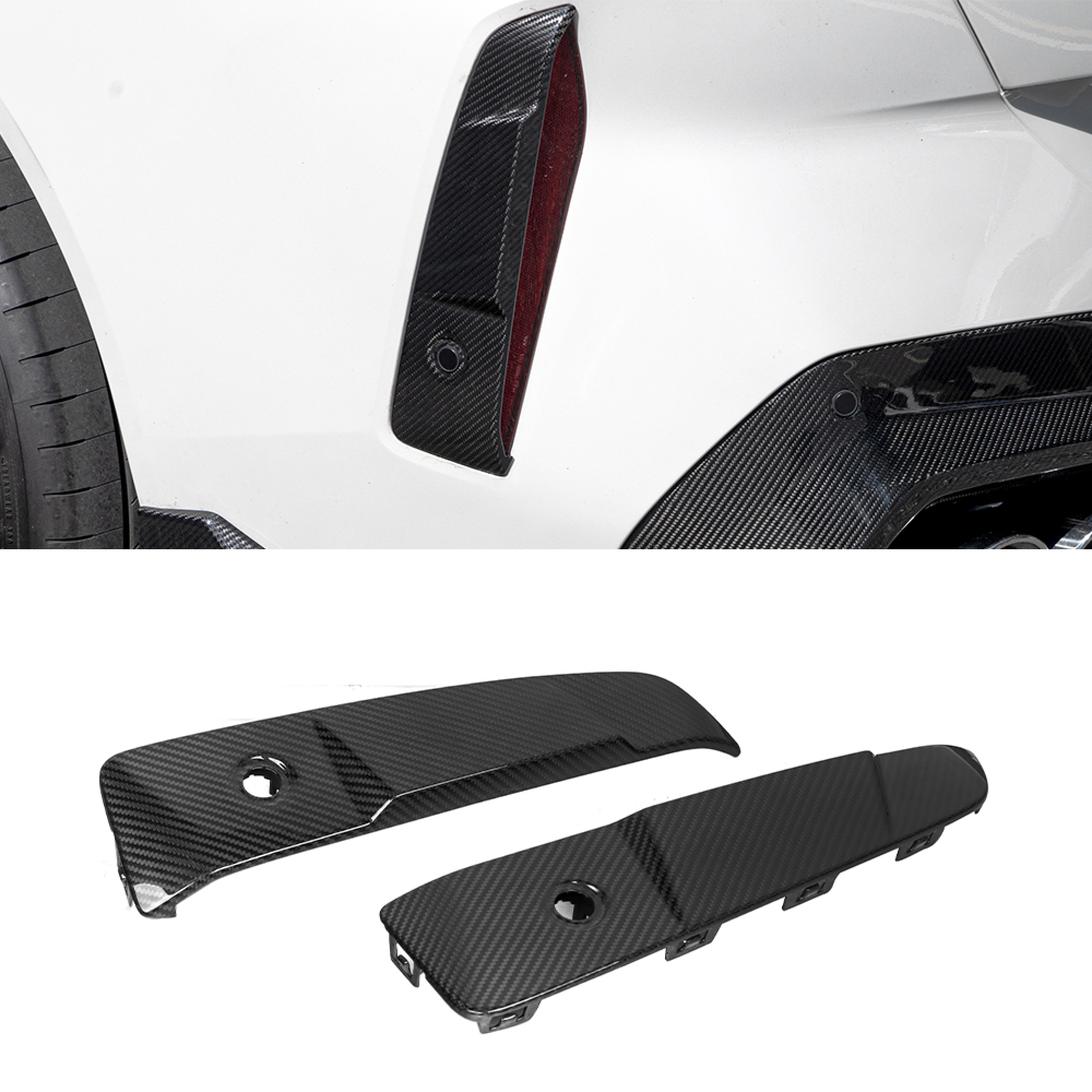 Karbonowy Dekor Odblasków Tylnego Zderzaka BMW X3 G45 – SOOQOO Styl - obrazek 1
