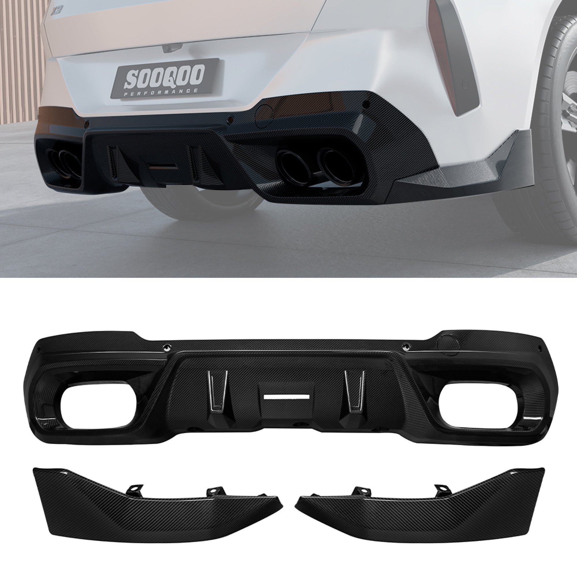 Karbonowy Dyfuzor BMW X3 G45 SOOQOO Style V1 00-00 - obrazek 1