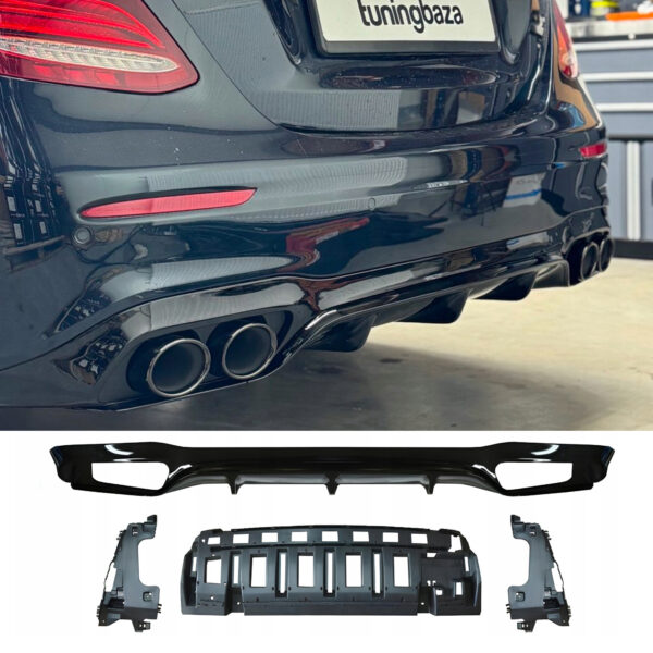 Dyfuzor Tylny Mercedes W213 E43 Przedlift AMG 53 Styl Czarny Połysk (2016–2019) - obrazek 1