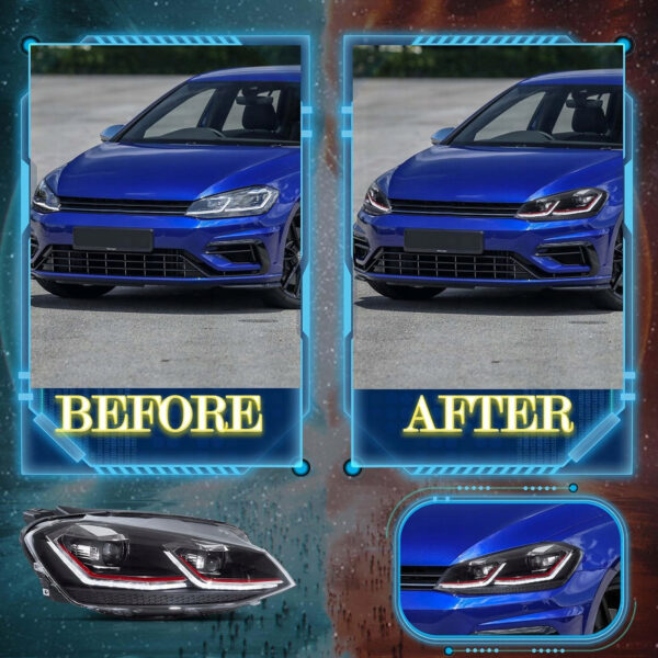 VLAND Pełne LED Reflektory do VW MK7/Golf 7 (2012–2017) - obrazek 3