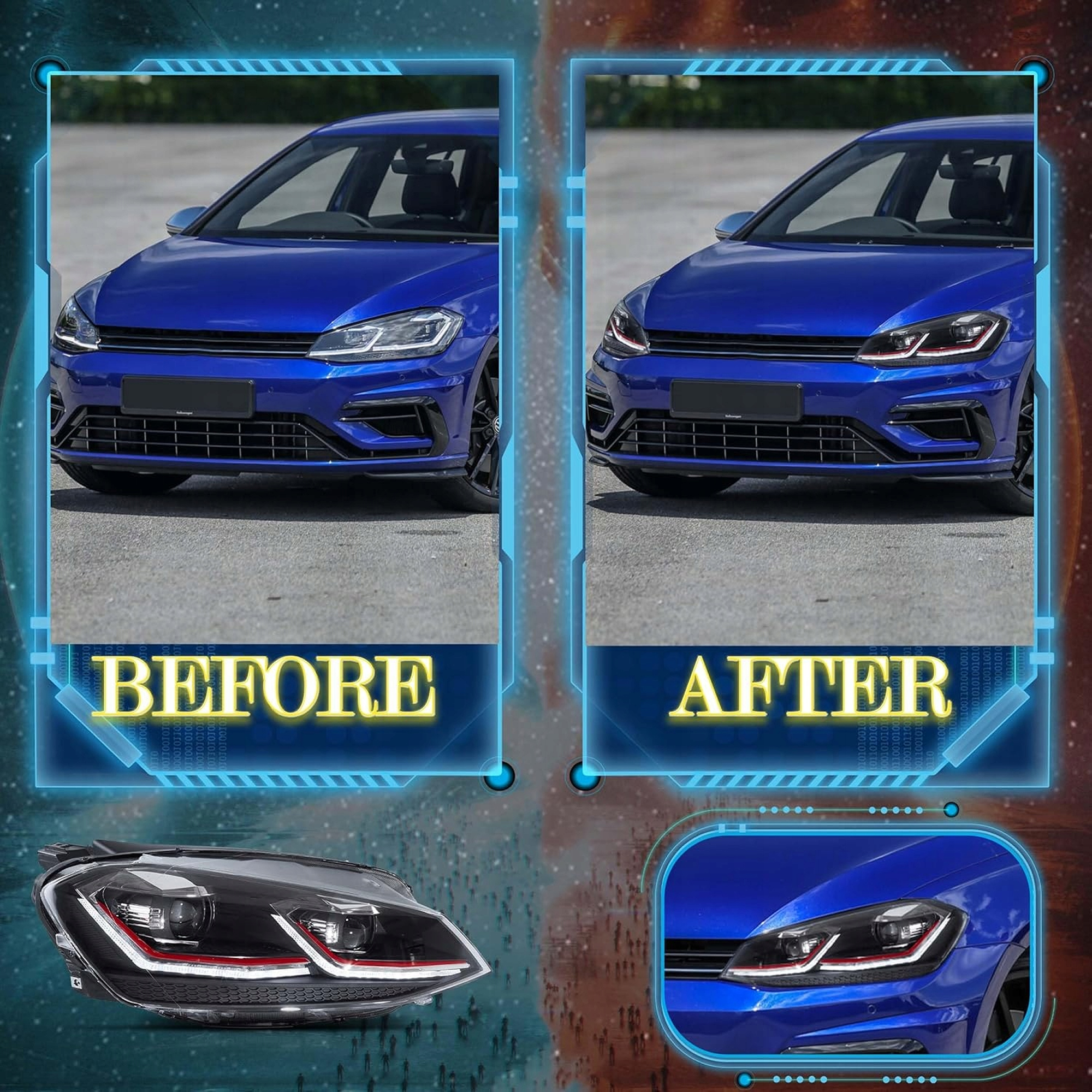 VLAND Pełne LED Reflektory do VW MK7/Golf 7 (2012–2017) - obrazek 3