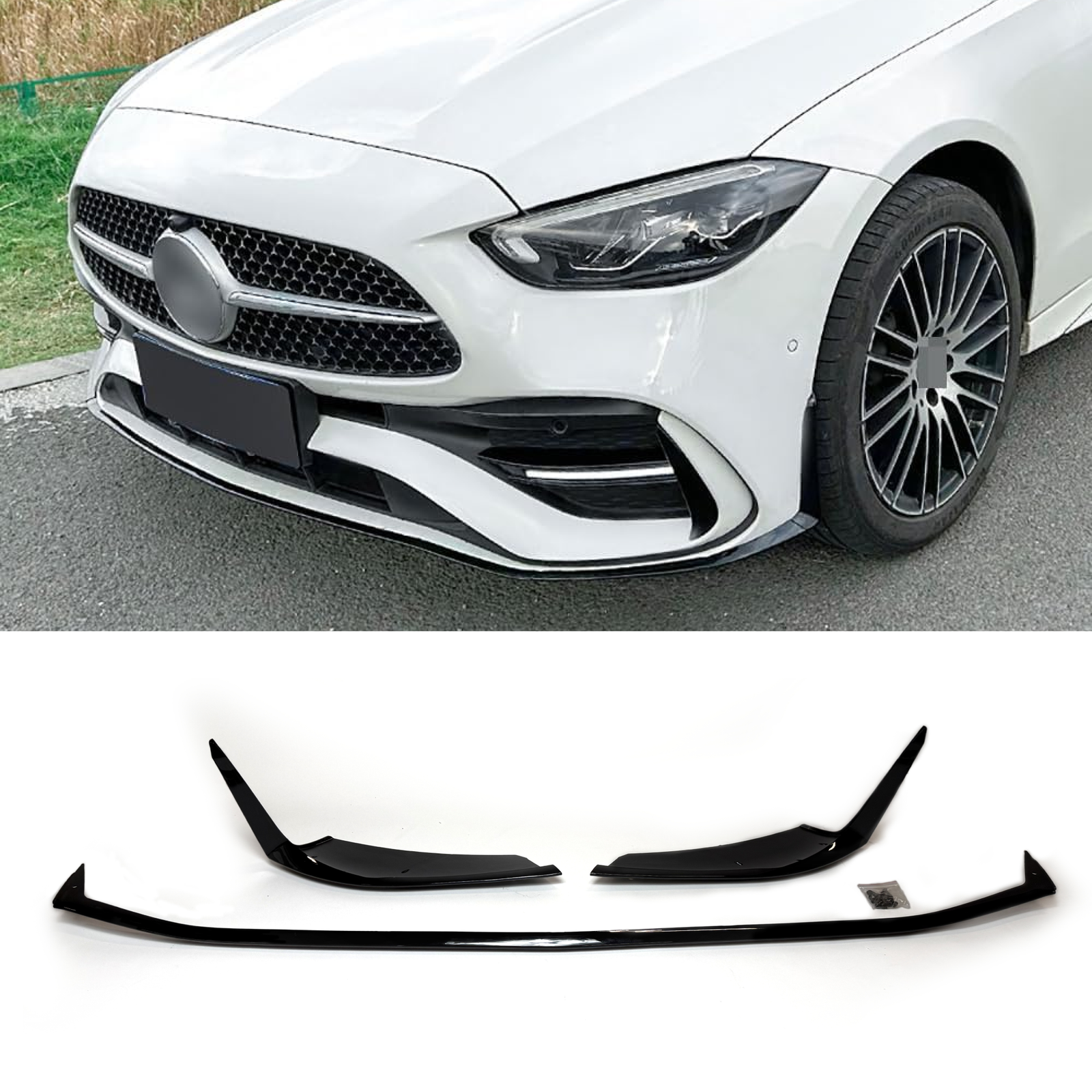 Dokładka Splitter Przód do Mercedes C-Class W206 (2022–2025) – Sport Bumper & C43 / C43 Style – Czarny Połysk - obrazek 1