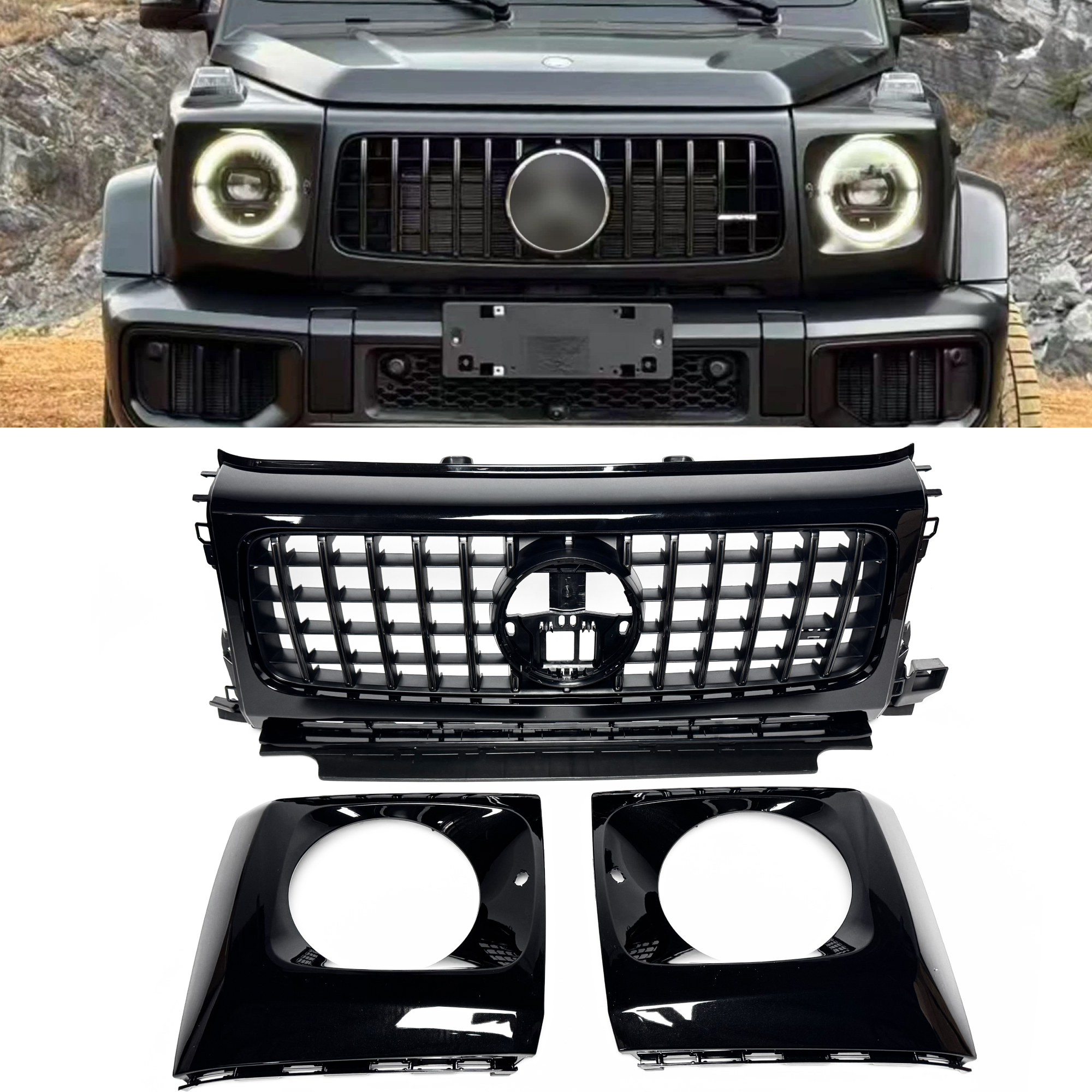Atrapa grill MERCEDES G-CLASS W465 (2023+) PANAMERICANA AMG Czarna Perła Połysk + Chrom - obrazek 1