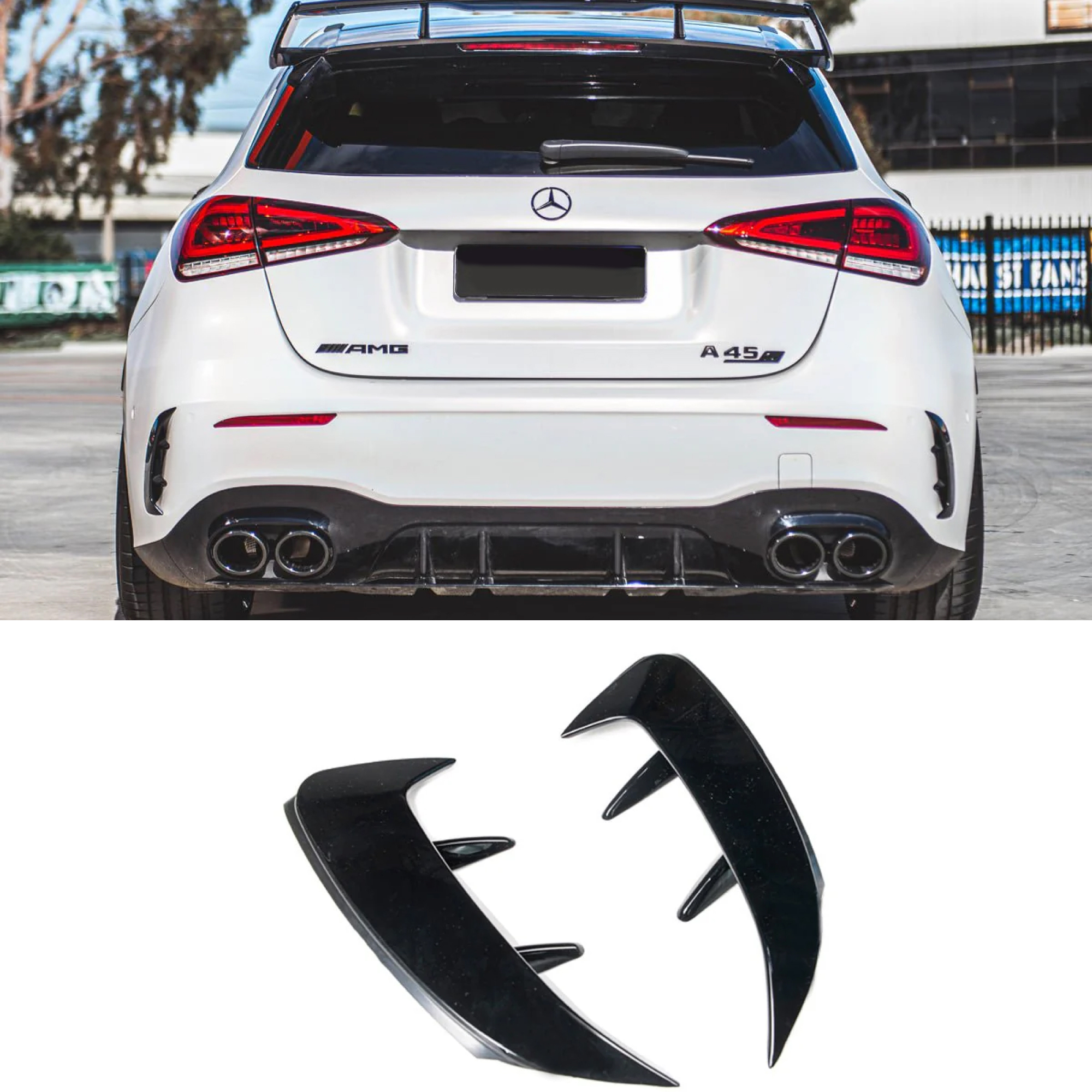 Tylne Wloty Dokładki Zderzaka Mercedes A-Class W177 AMG Package & A35 A45 Hatch - obrazek 4