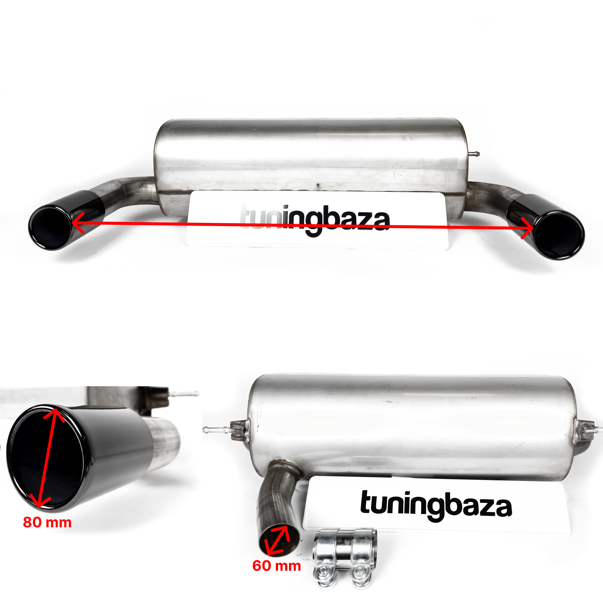 Tłumik BMW F30 316i / 320i – Z Wyjściem na Dwie Pojedyncze Rury, Czarny Połysk - obrazek 5