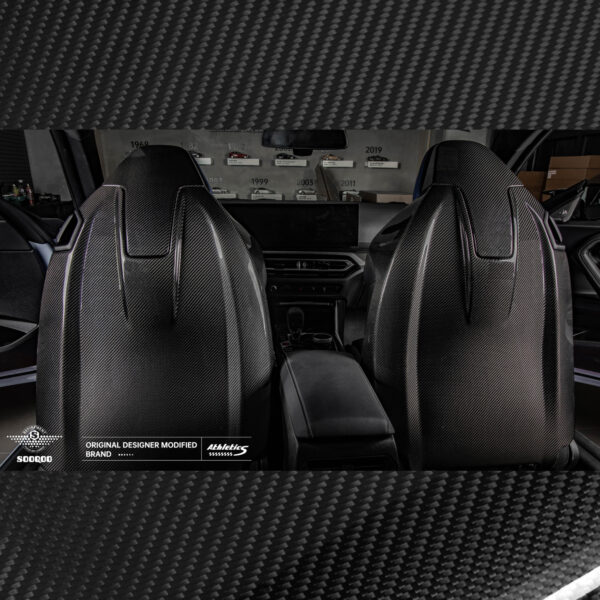 Karbonowe Nakładki na Fotele – Zestaw 2 szt. do BMW M2 G87 / G82 / G83 – Styl OEM/Carbon Fiber - obrazek 4
