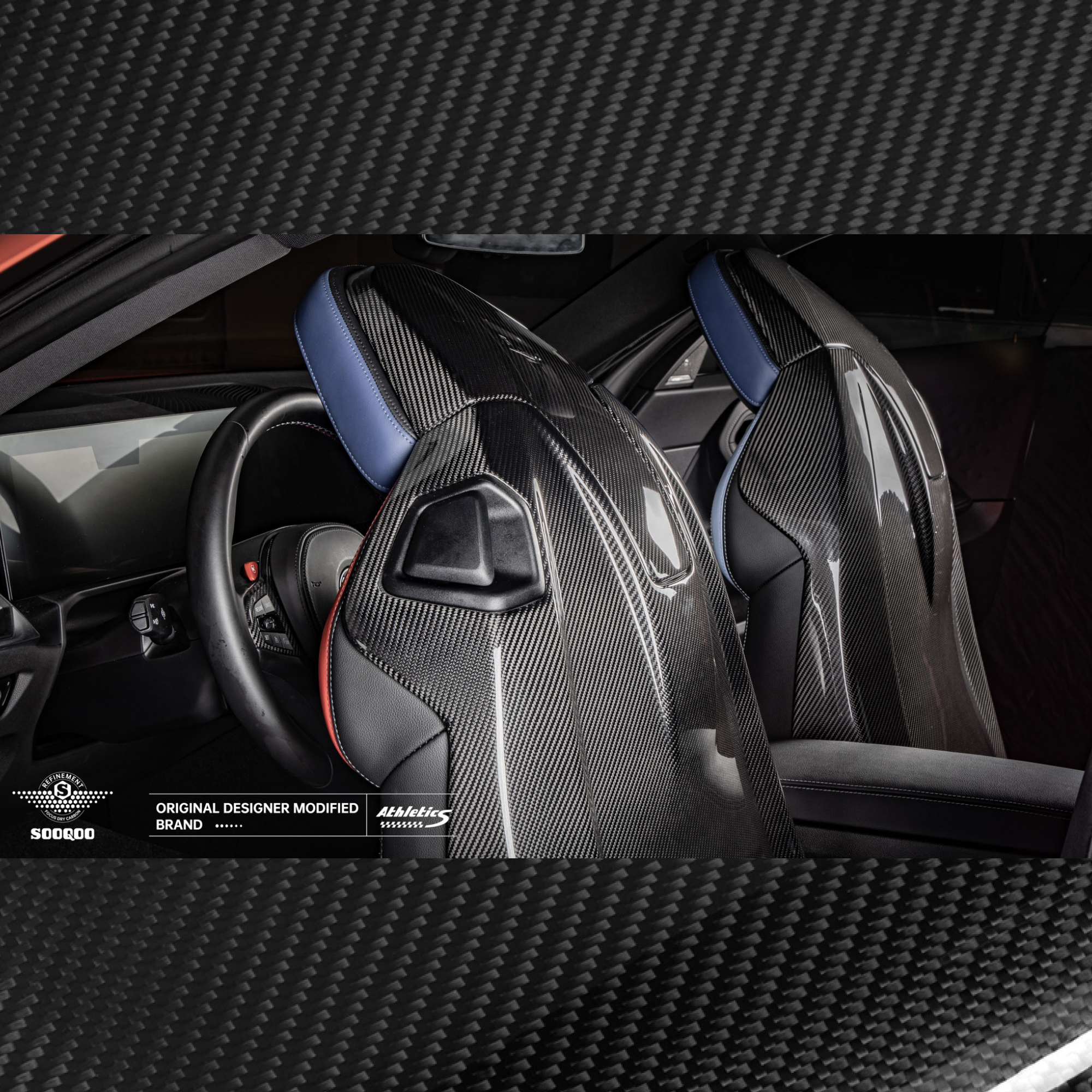 Karbonowe Nakładki na Fotele – Zestaw 2 szt. do BMW M2 G87 / G82 / G83 – Styl OEM/Carbon Fiber - obrazek 6