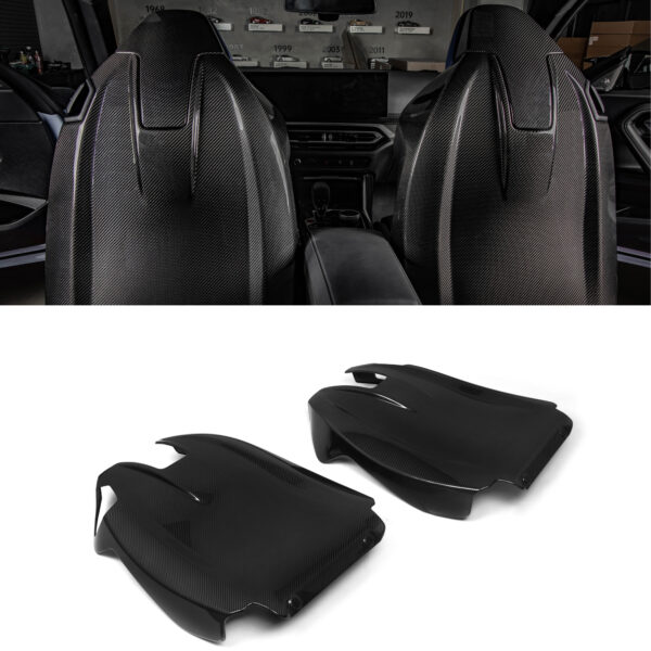 Karbonowe Nakładki na Fotele – Zestaw 2 szt. do BMW M2 G87 / G82 / G83 – Styl OEM/Carbon Fiber - obrazek 1