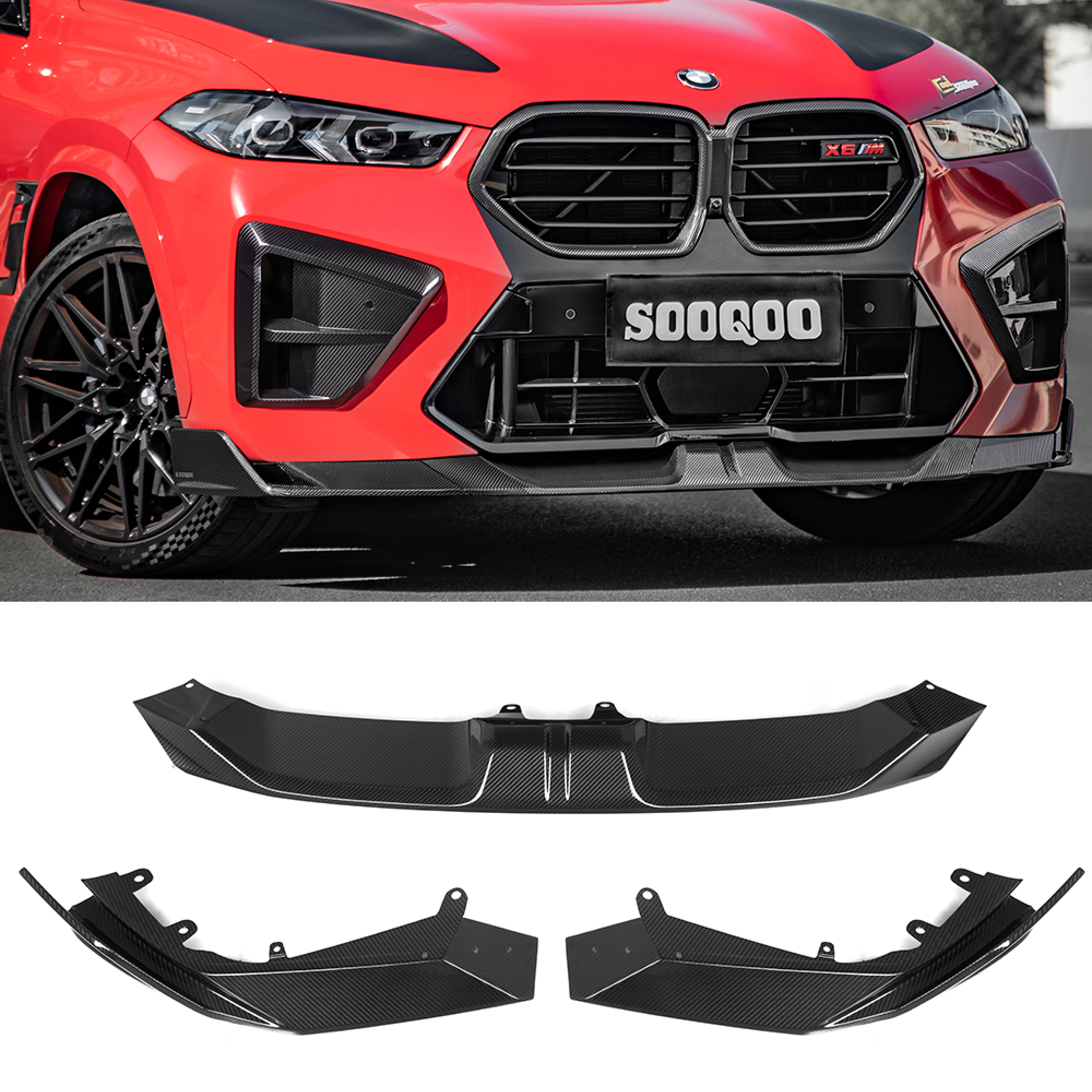 Karbonowy Splitter Przód do BMW X6M F96 LCI w stylu SQ - obrazek 1