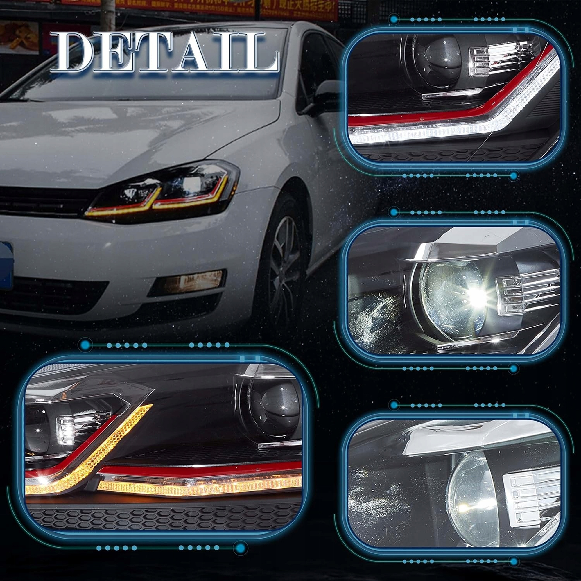 VLAND Pełne LED Reflektory do VW MK7/Golf 7 (2012–2017) - obrazek 6