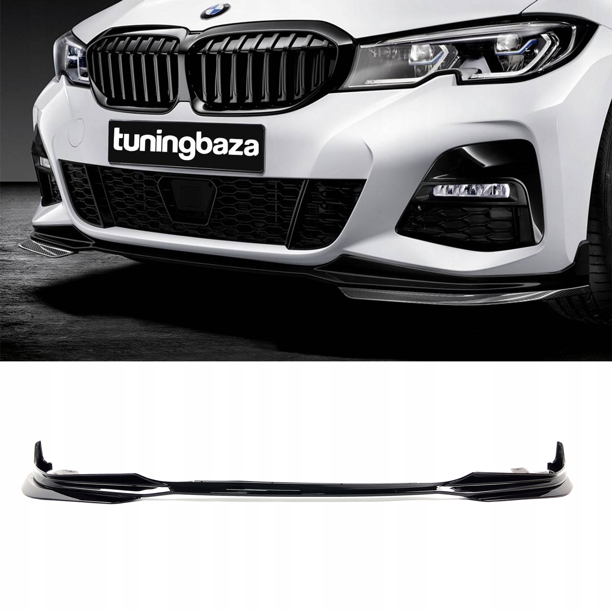 Dokładka Spoiler Splitter Pzód BMW G20 G21 Przedlift MP Style Czarny Połysk - obrazek 1