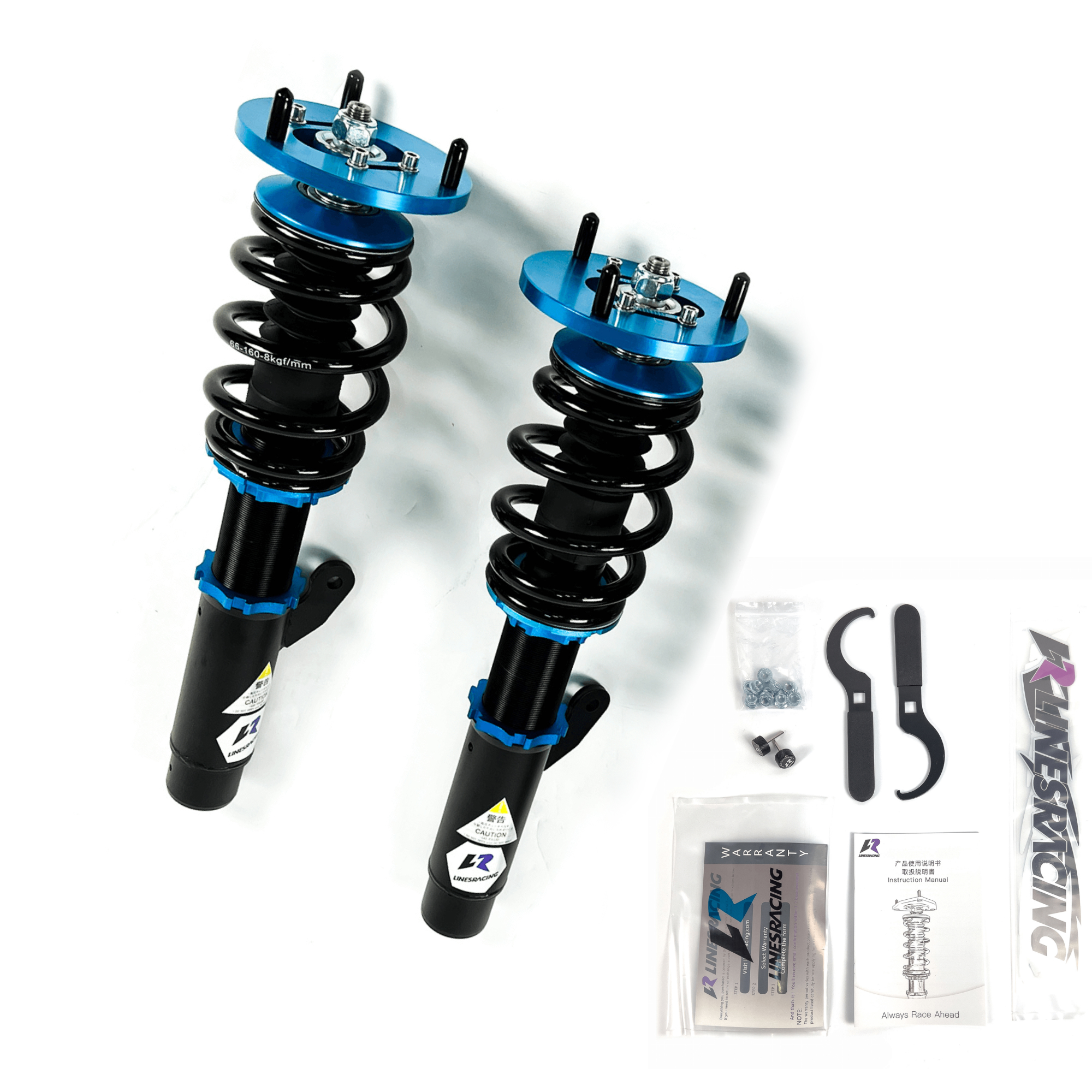 LINES RACING zestaw regulowanych coiloverów PRZEDNICH full-tap do BMW E46 - obrazek 1