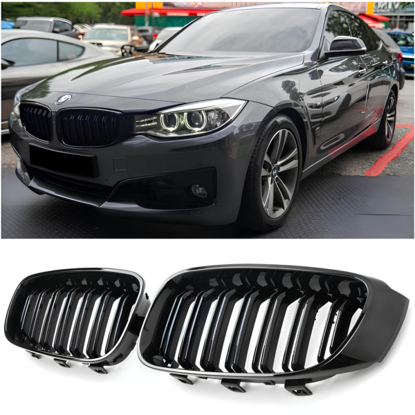 Atrapa Grill M-Style BMW Seria 3 F34 GT Podwójne Żebra Czarny Połysk (2013-2020) - obrazek 1