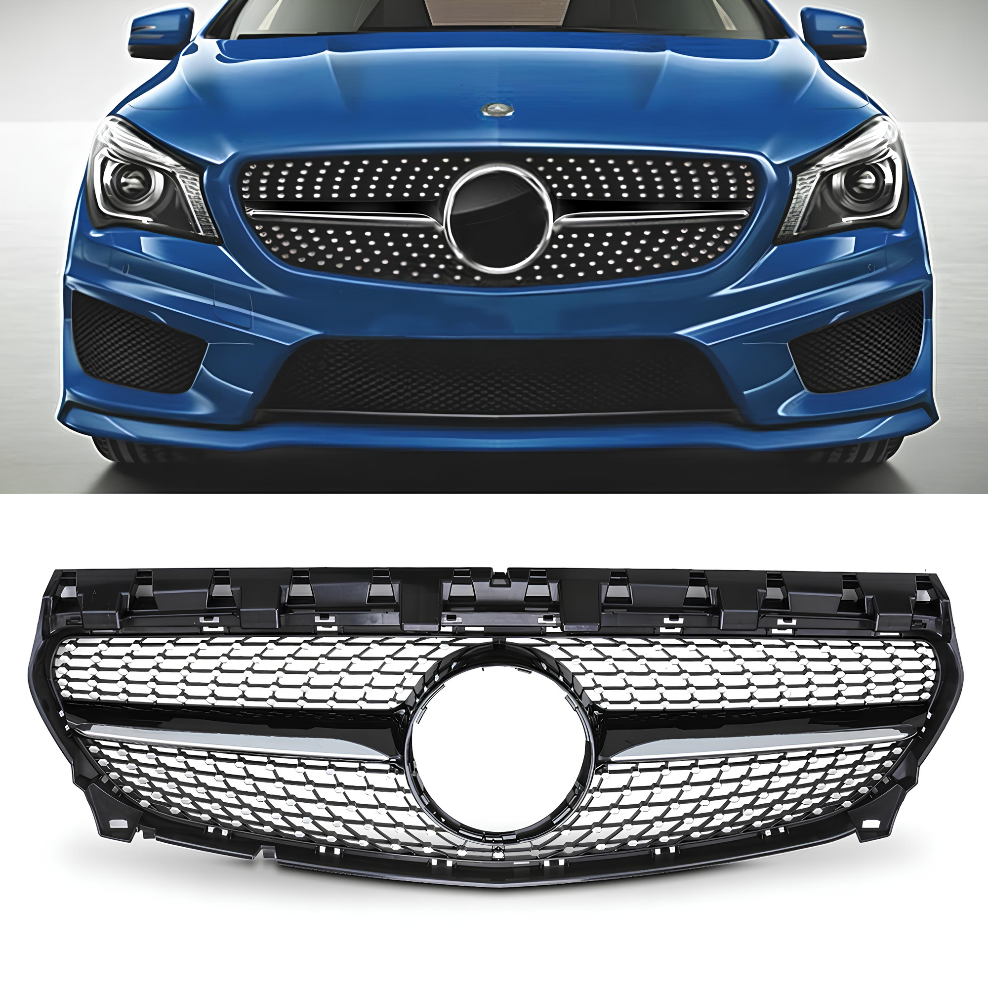 Atrapa grill DIAMOND BLACK Mercedes CLA C117 2013–2019 – CZARNY + CHROM - obrazek 1