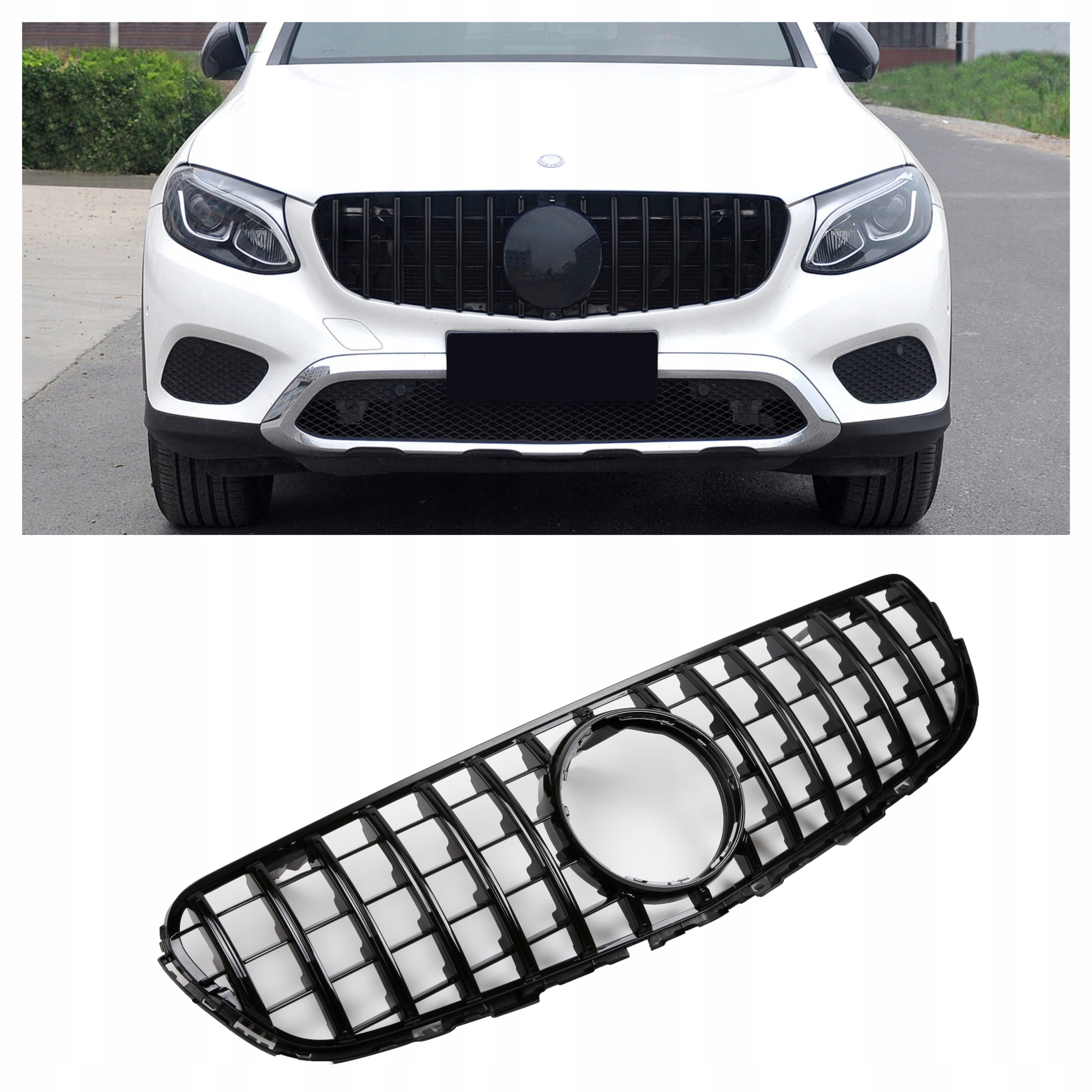 Grill Atrapa Mercedes GLC X253 Prezedlift GT Style Czarny Połysk (2015-2019) - obrazek 1