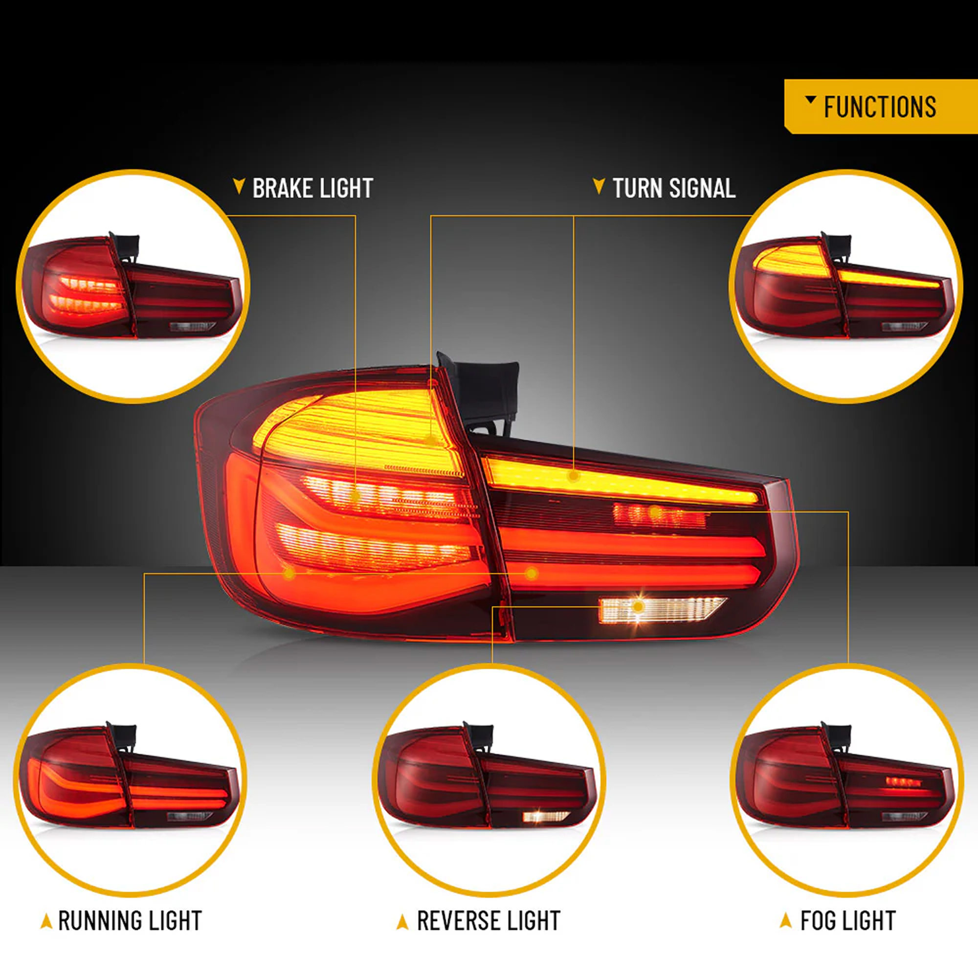 Lampy Tylne Full LED VLAND BMW Seria 3 F31 Touring 2012-2019 Sekwencyjne E-MARK - obrazek 4