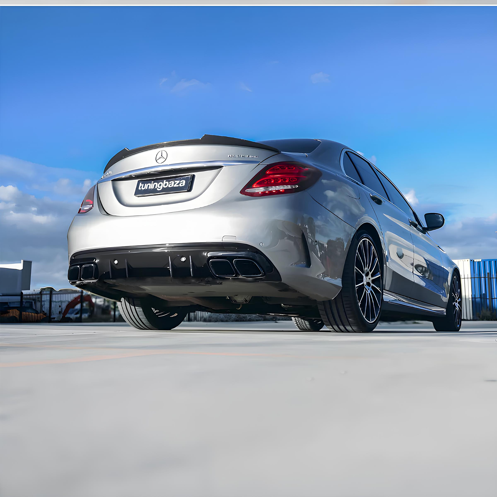 Dyfuzor Tylny Mercedes W205 S205 w Stylu C63 AMG Końcówki (Czarny) 2014-2020 - obrazek 5