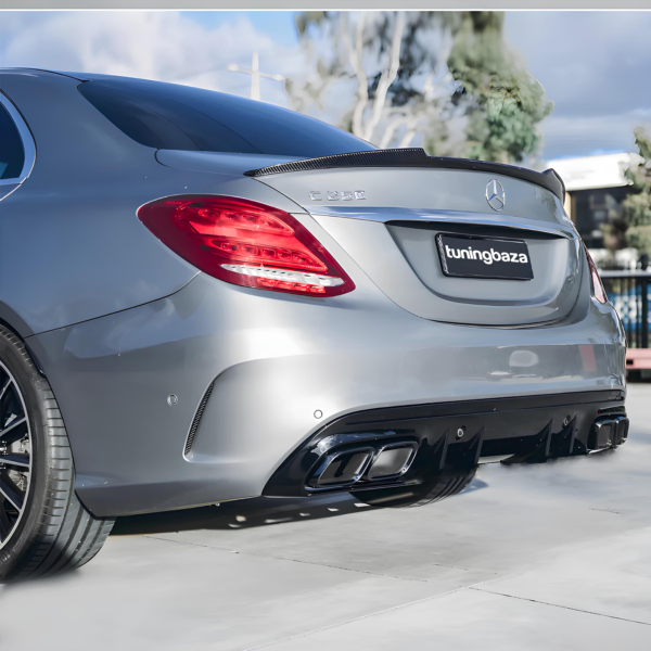 Dyfuzor Tylny Mercedes W205 S205 w Stylu C63 AMG Końcówki (Czarny) 2014-2020 - obrazek 4