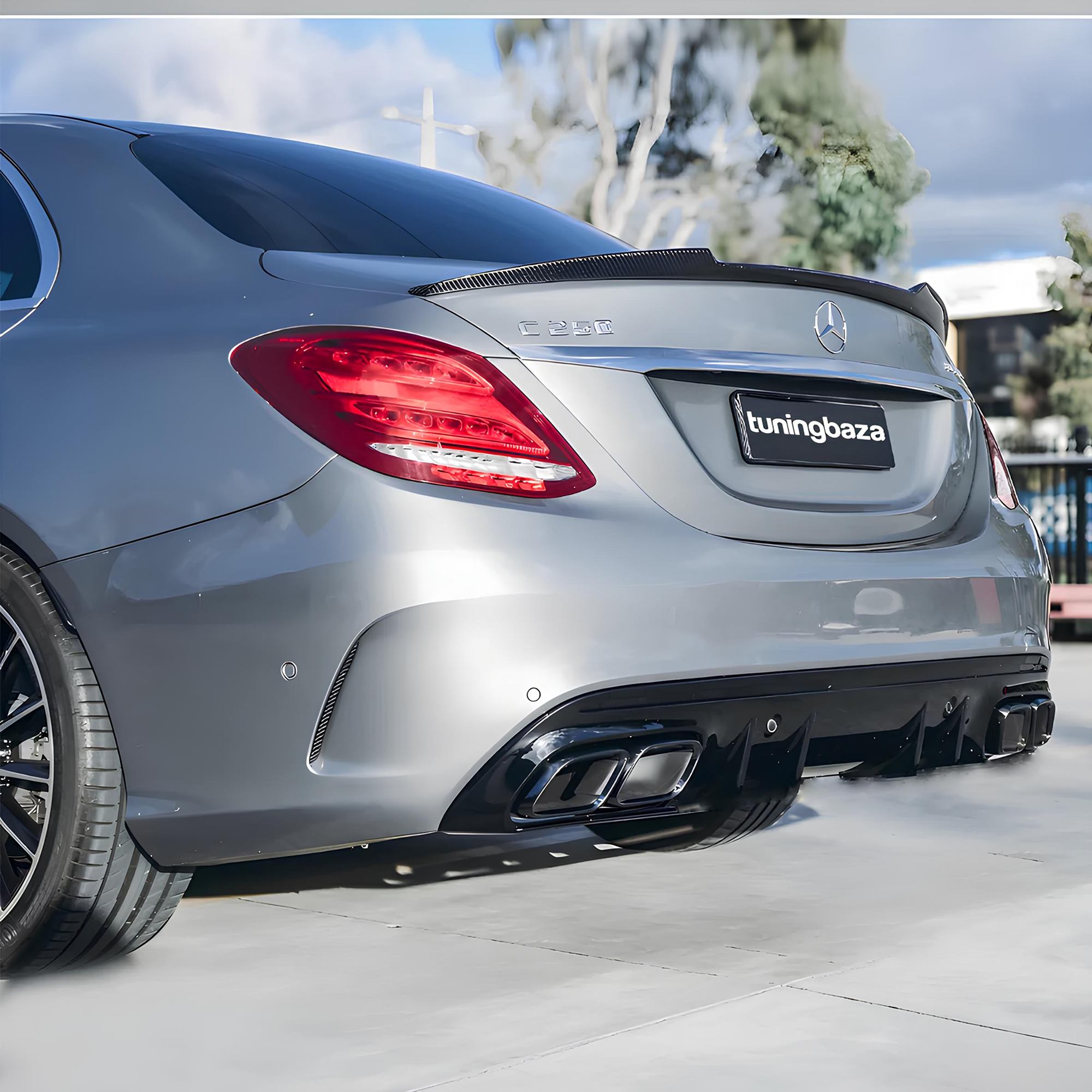 Dyfuzor Tylny Mercedes W205 S205 w Stylu C63 AMG Końcówki (Czarny) 2014-2020 - obrazek 4