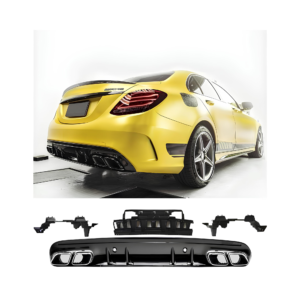 Dyfuzor Tylny Mercedes W205 S205 w Stylu C63 AMG Końcówki (Czarny) 2014-2020