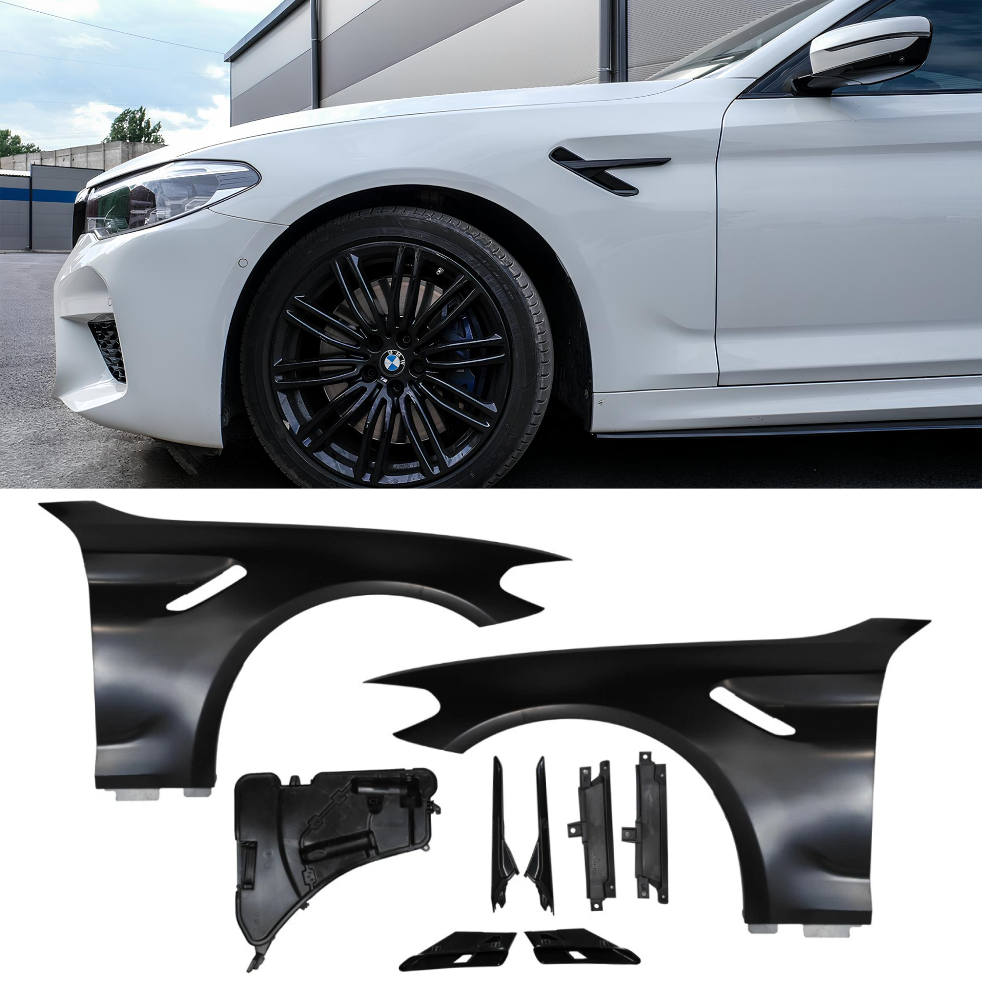 Błotniki M5 Styl z Wlotami Powietrza do BMW Serii 5 G30 Sedan & G31 Touring (2017–2023) Stalowe NOWE - obrazek 1
