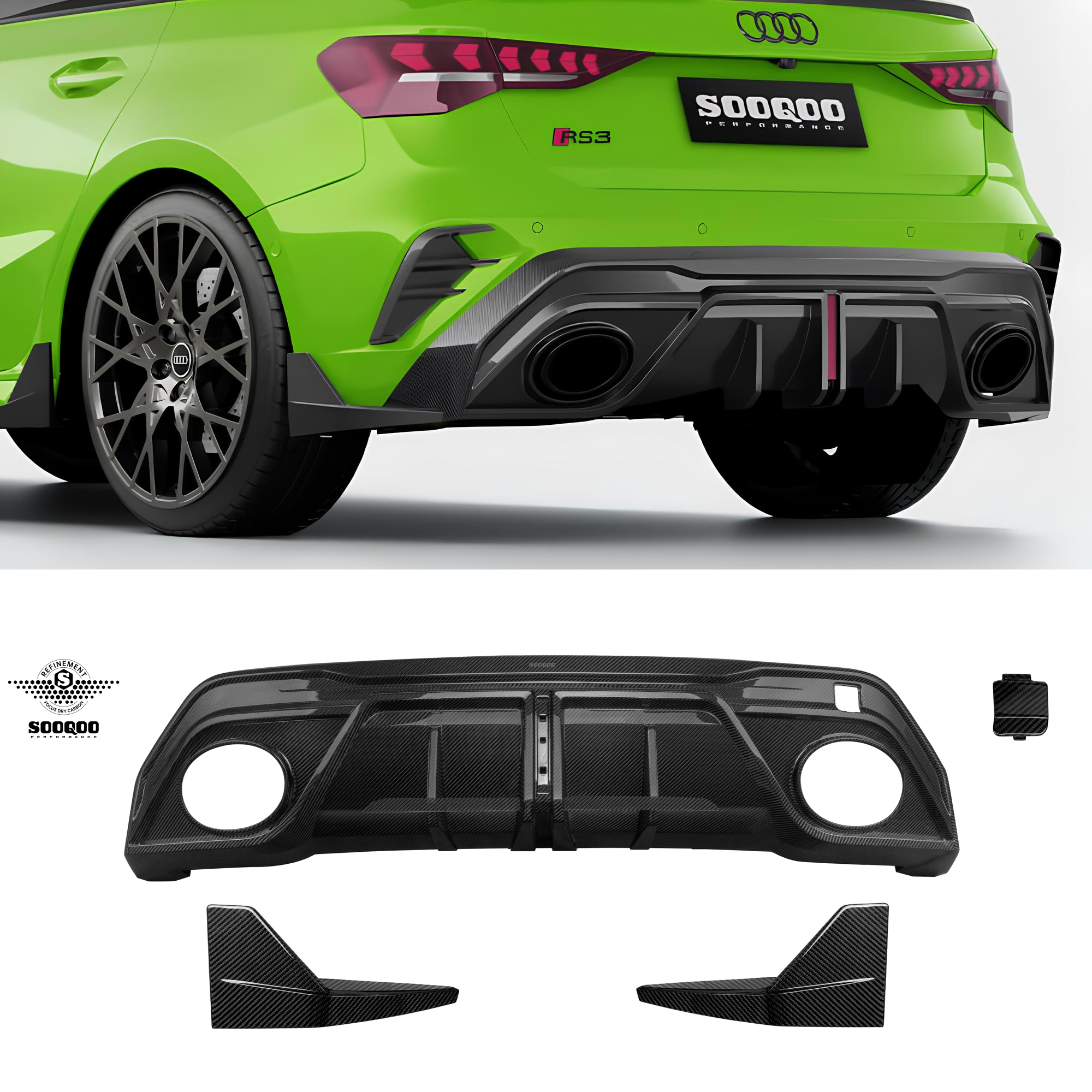 Karbonowy Dyfuzor AUDI RS3 Sportback 8Y Facelift SOOQOO Style (2024+) - obrazek 1
